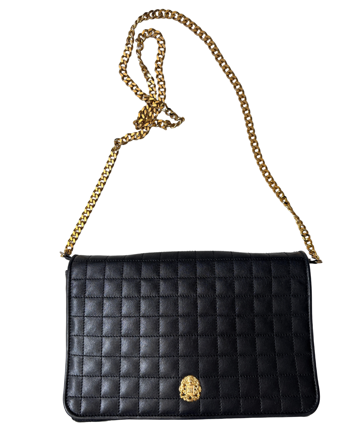 CELINE Vintage Crest Emblem Quilted Shoulder Bag