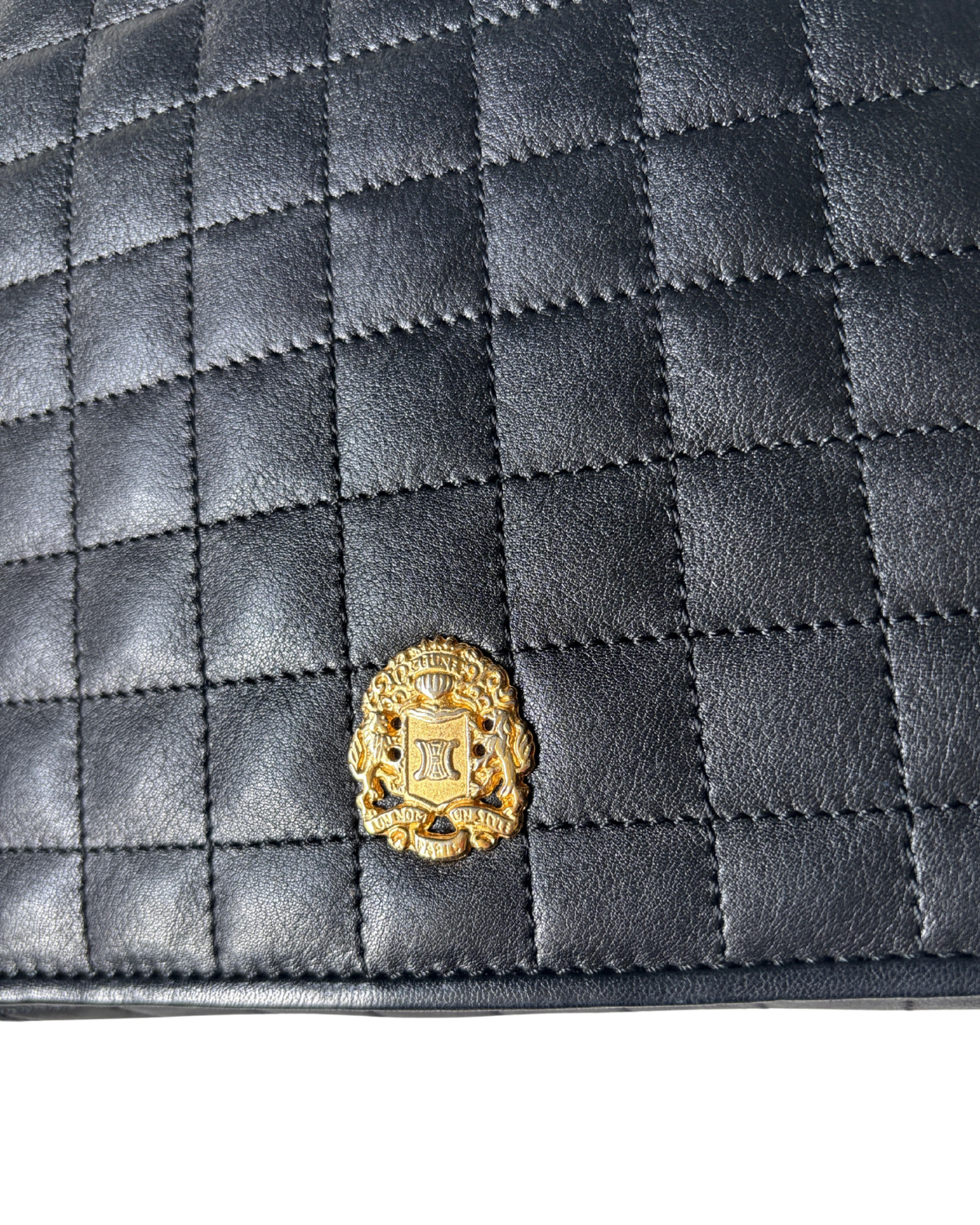 CELINE Vintage Crest Emblem Quilted Shoulder Bag