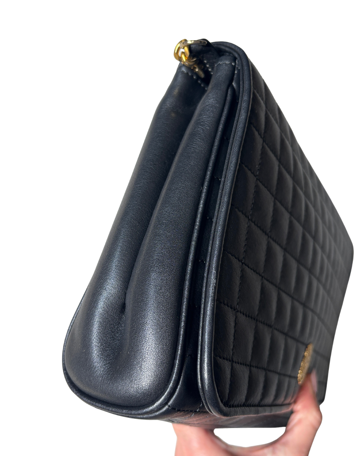 CELINE Vintage Crest Emblem Quilted Shoulder Bag