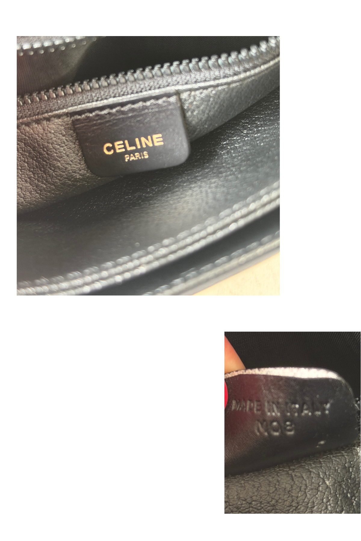 Celine Vintage  Black Leather with Brown Trim Crossbody