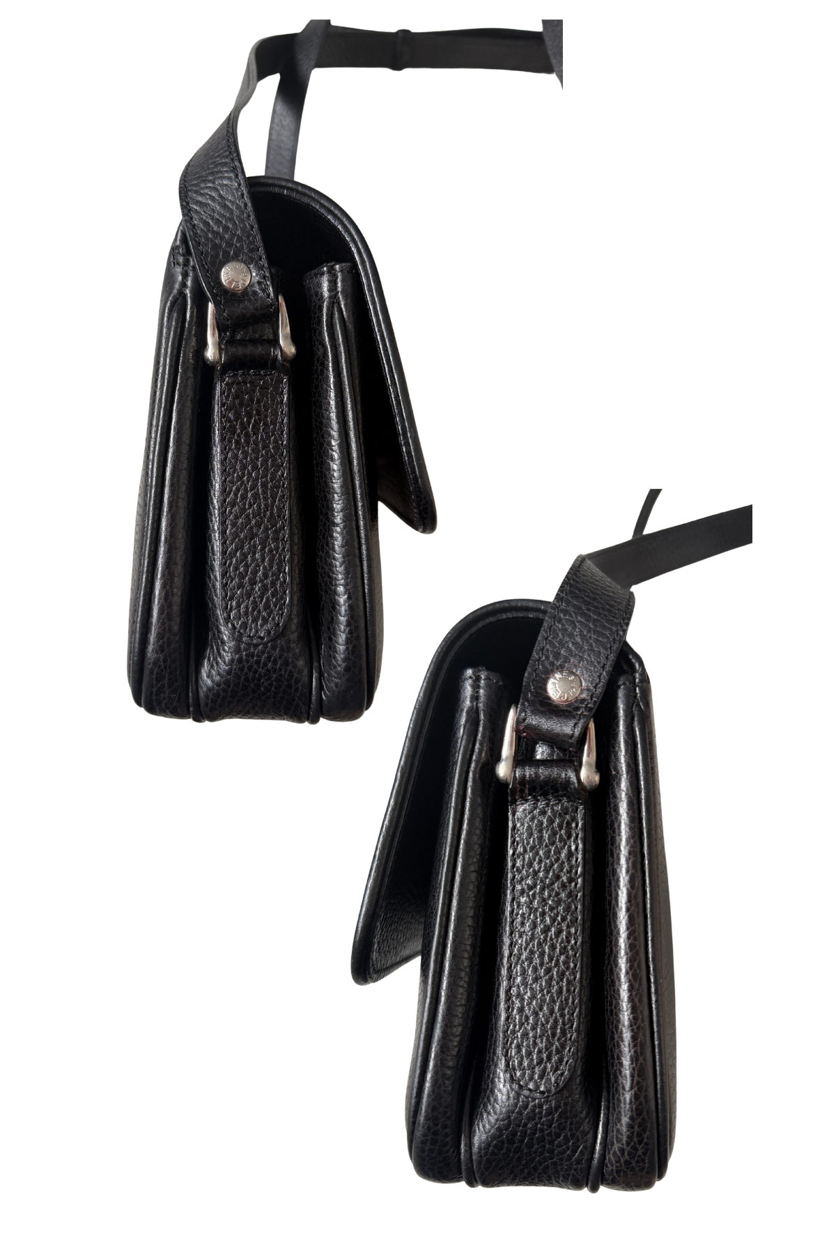 Celine Vintage Pebbled Black Leather Crossbody Bag