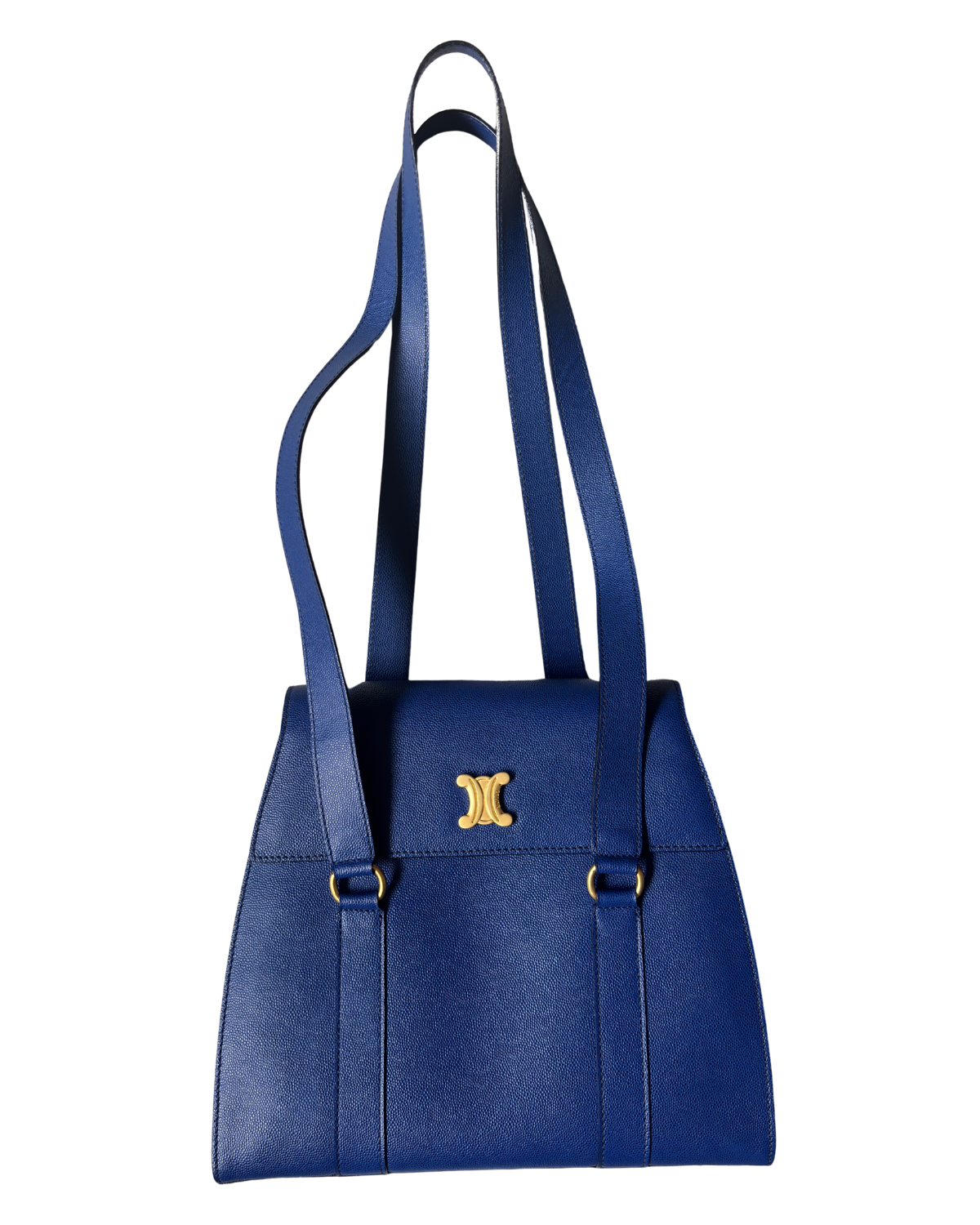 Rare Vintage Celine Iconic Royal Blue Triomphe Shoulder Bag