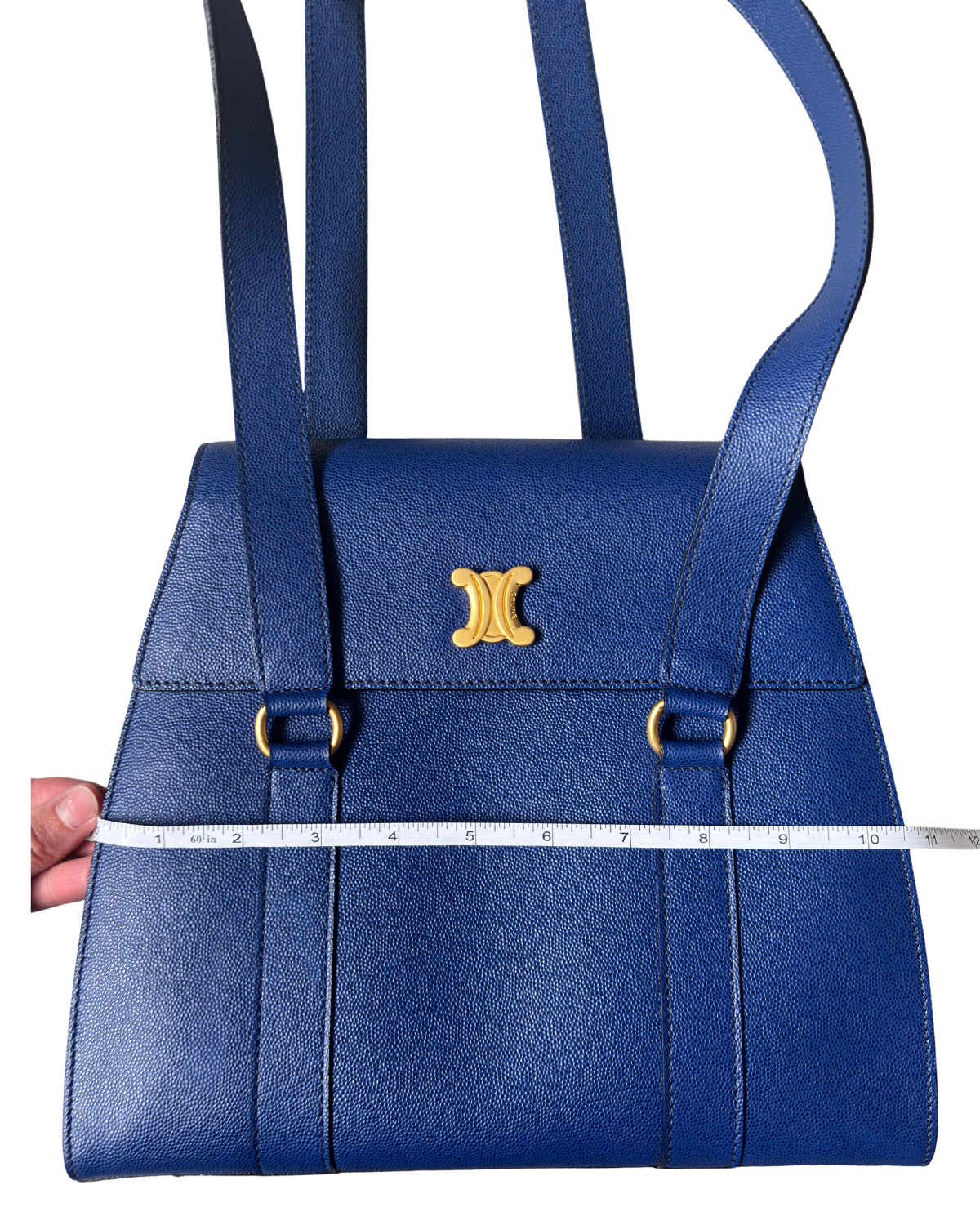 Rare Vintage Celine Iconic Royal Blue Triomphe Shoulder Bag