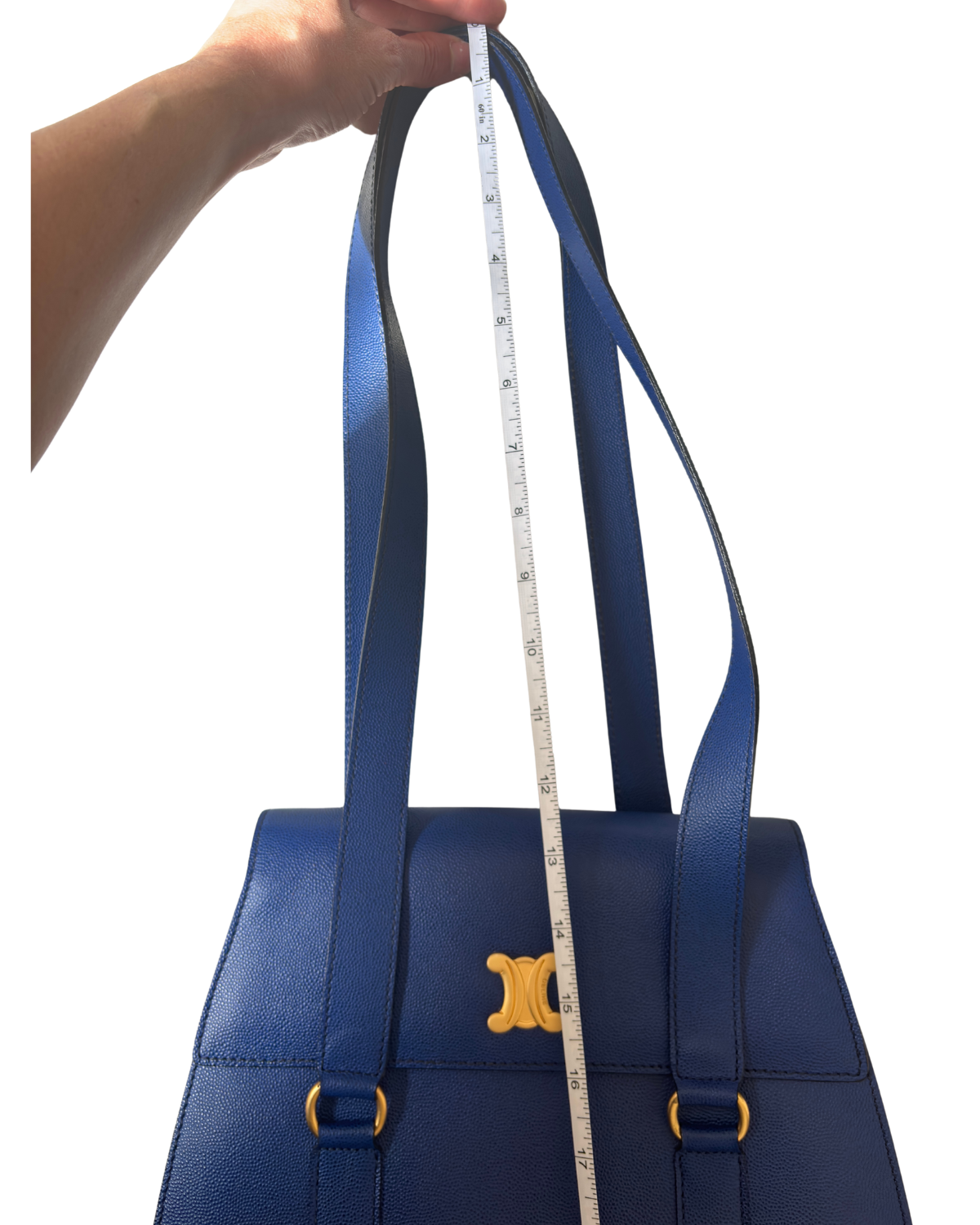 Rare Vintage Celine Iconic Royal Blue Triomphe Shoulder Bag