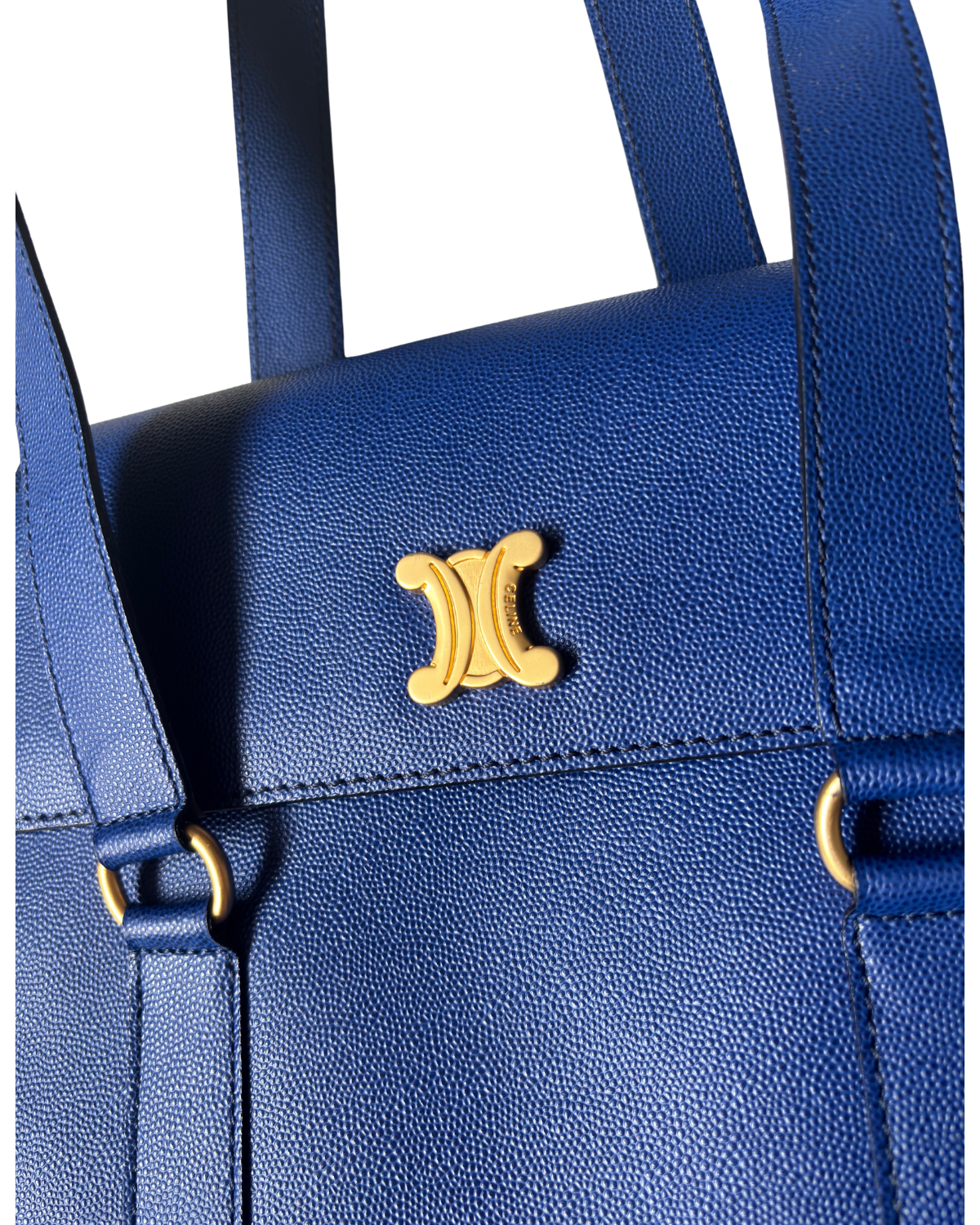 Rare Vintage Celine Iconic Royal Blue Triomphe Shoulder Bag