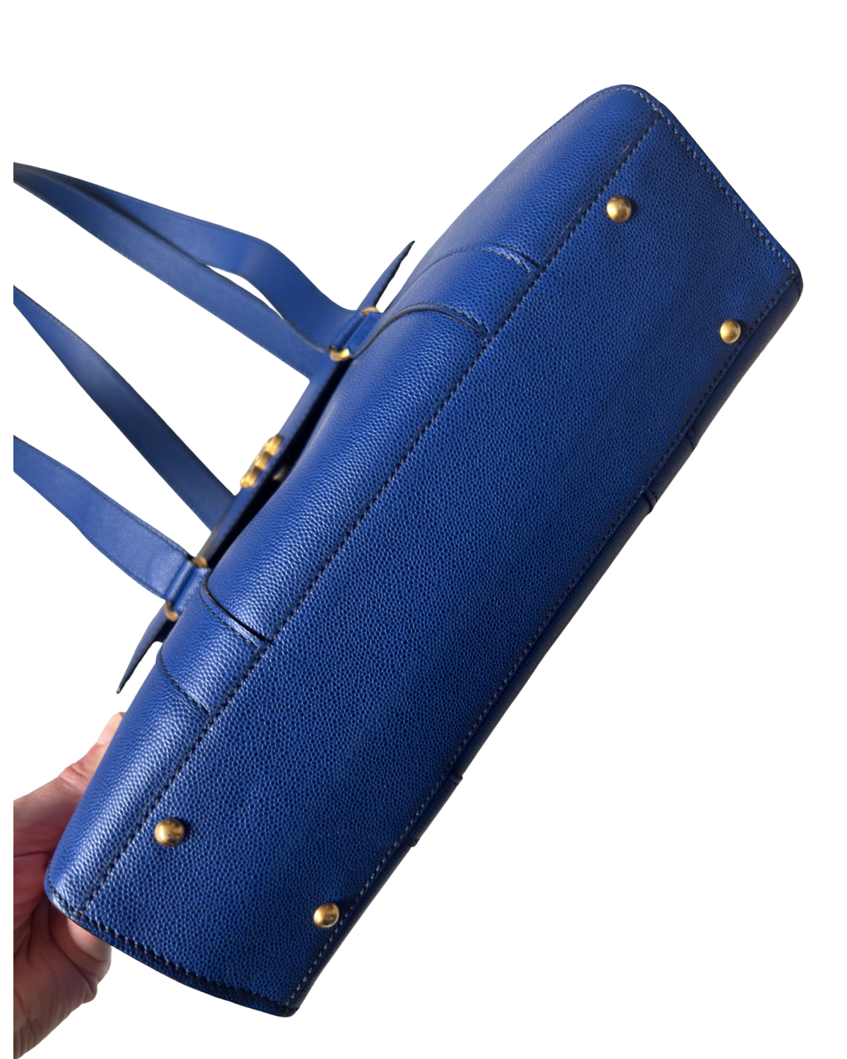 Rare Vintage Celine Iconic Royal Blue Triomphe Shoulder Bag