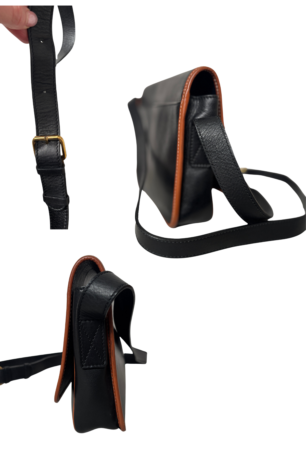 CELINE Vintage Black Box Leather Crossbody