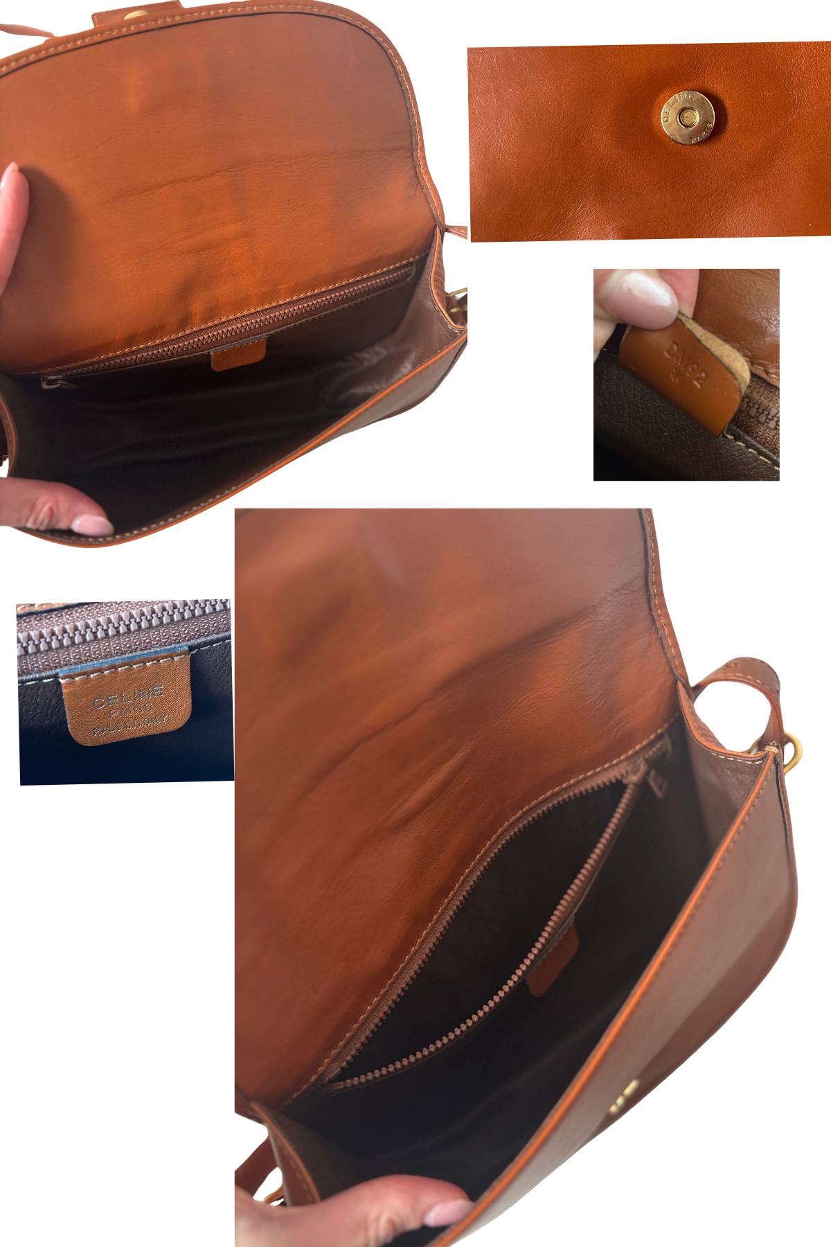 CELINE Vintage Saddle Cognac Box Calf Crossbody (1980s–90s)