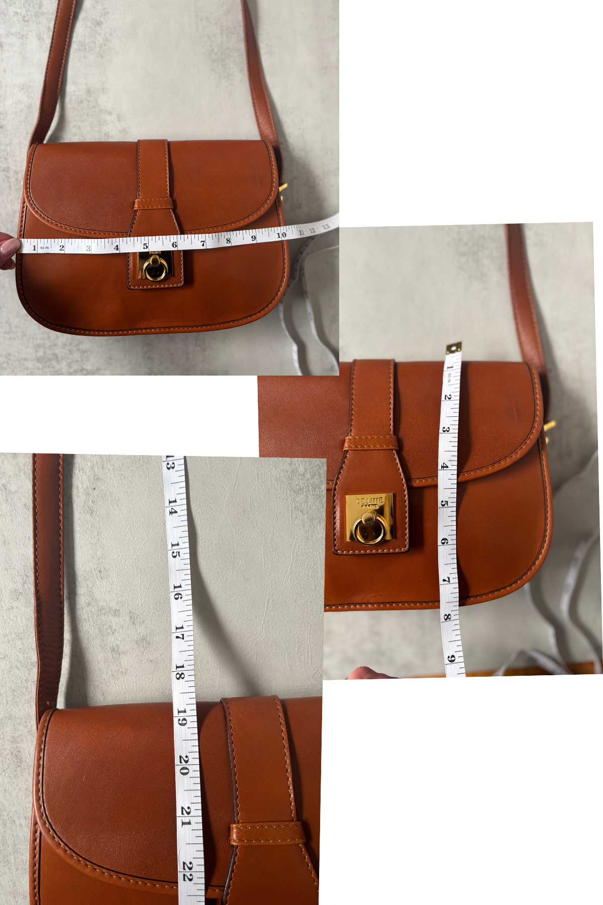 CELINE Vintage Saddle Cognac Box Calf Crossbody (1980s–90s)