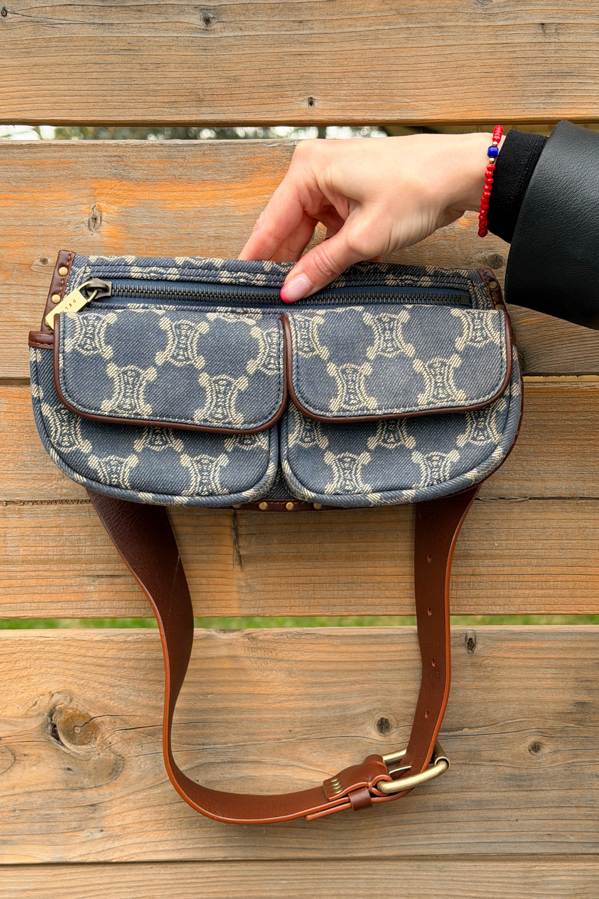 CELINE Denim Monogram Vintage Utility Waist Belt Bag