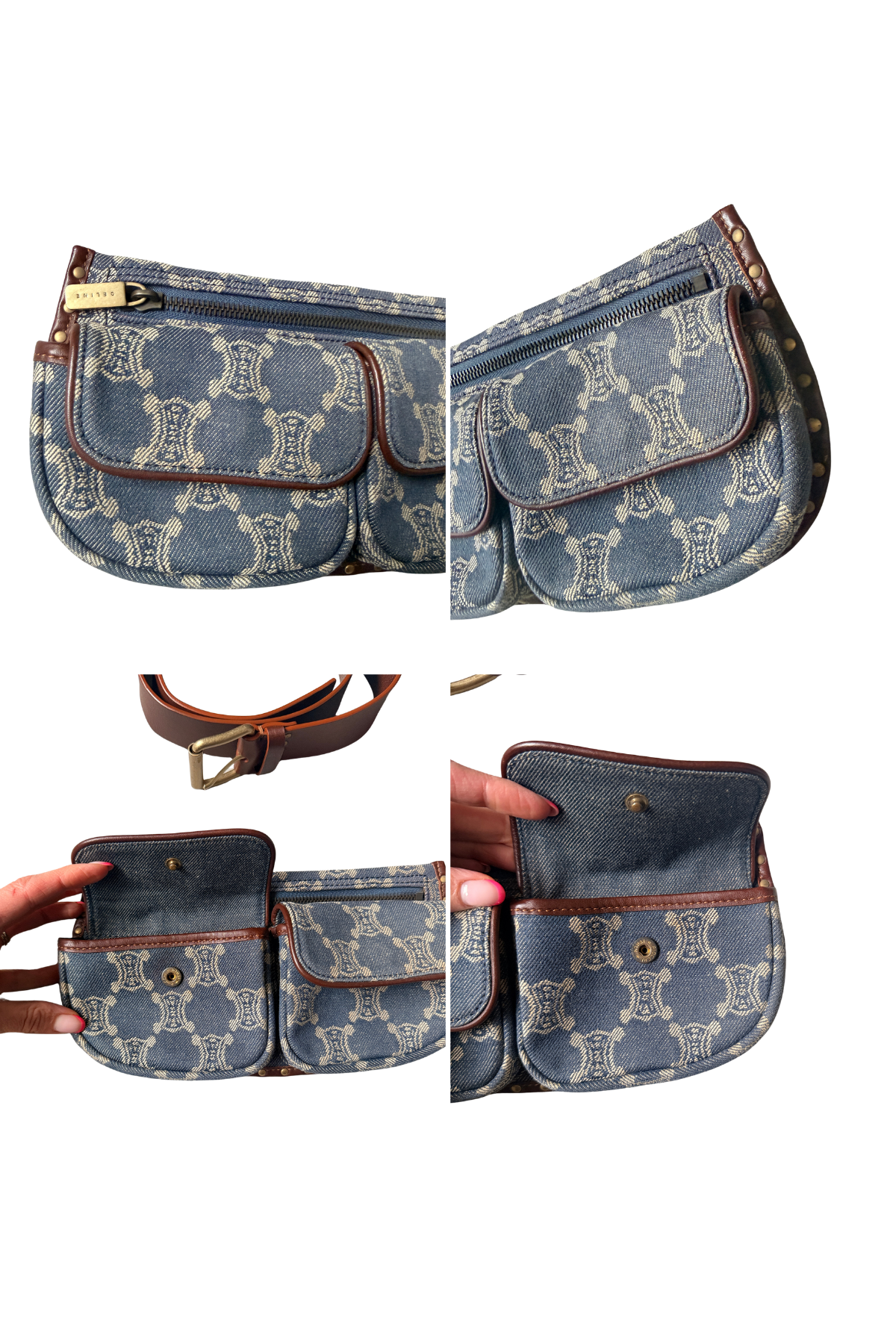CELINE Denim Monogram Vintage Utility Waist Belt Bag