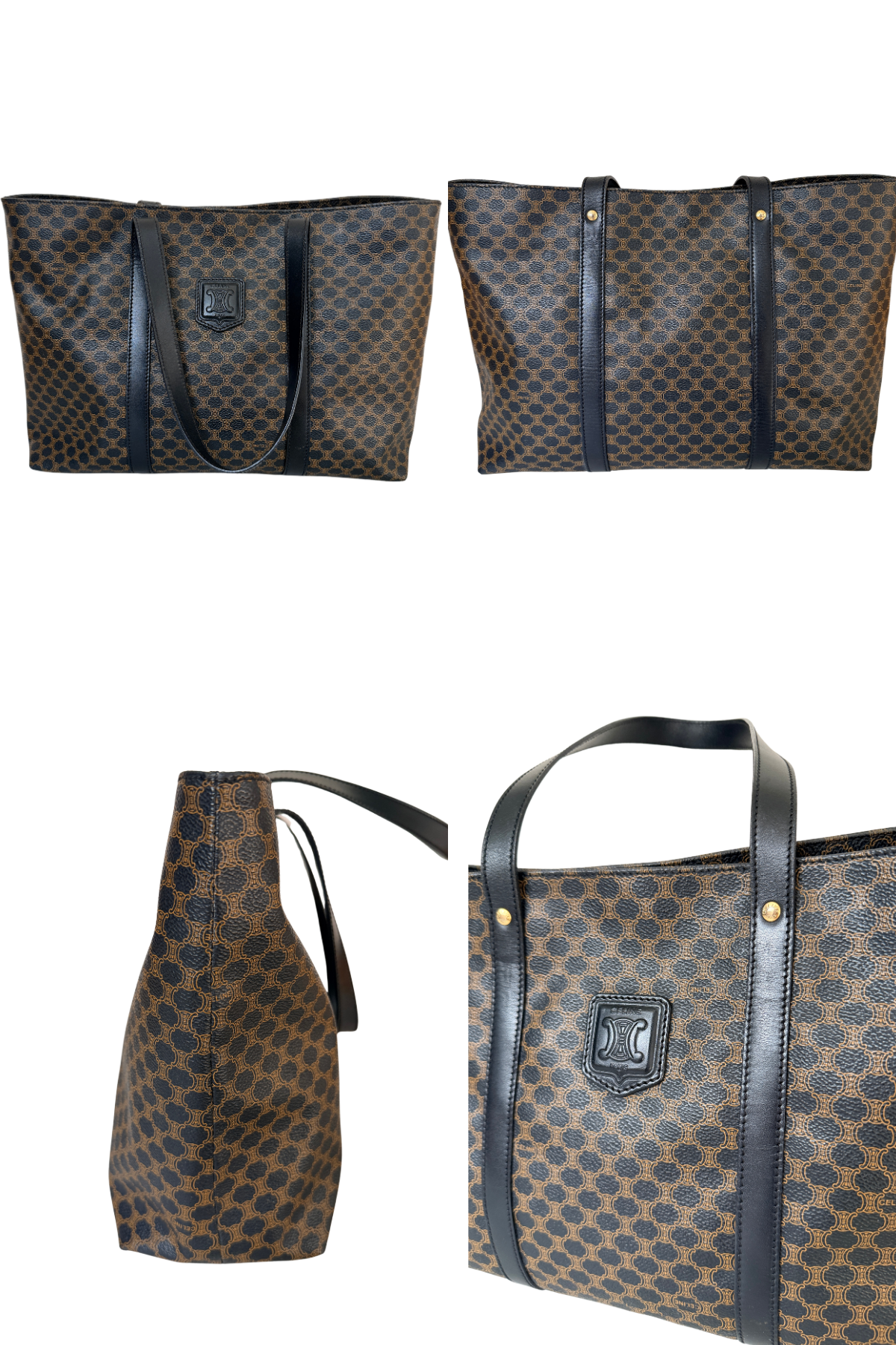 Celine Coated Canvas Black Macadam Vintage Shoulder Tote (1998)