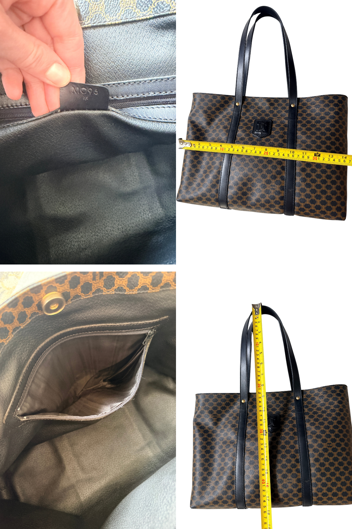 Celine Coated Canvas Black Macadam Vintage Shoulder Tote (1998)
