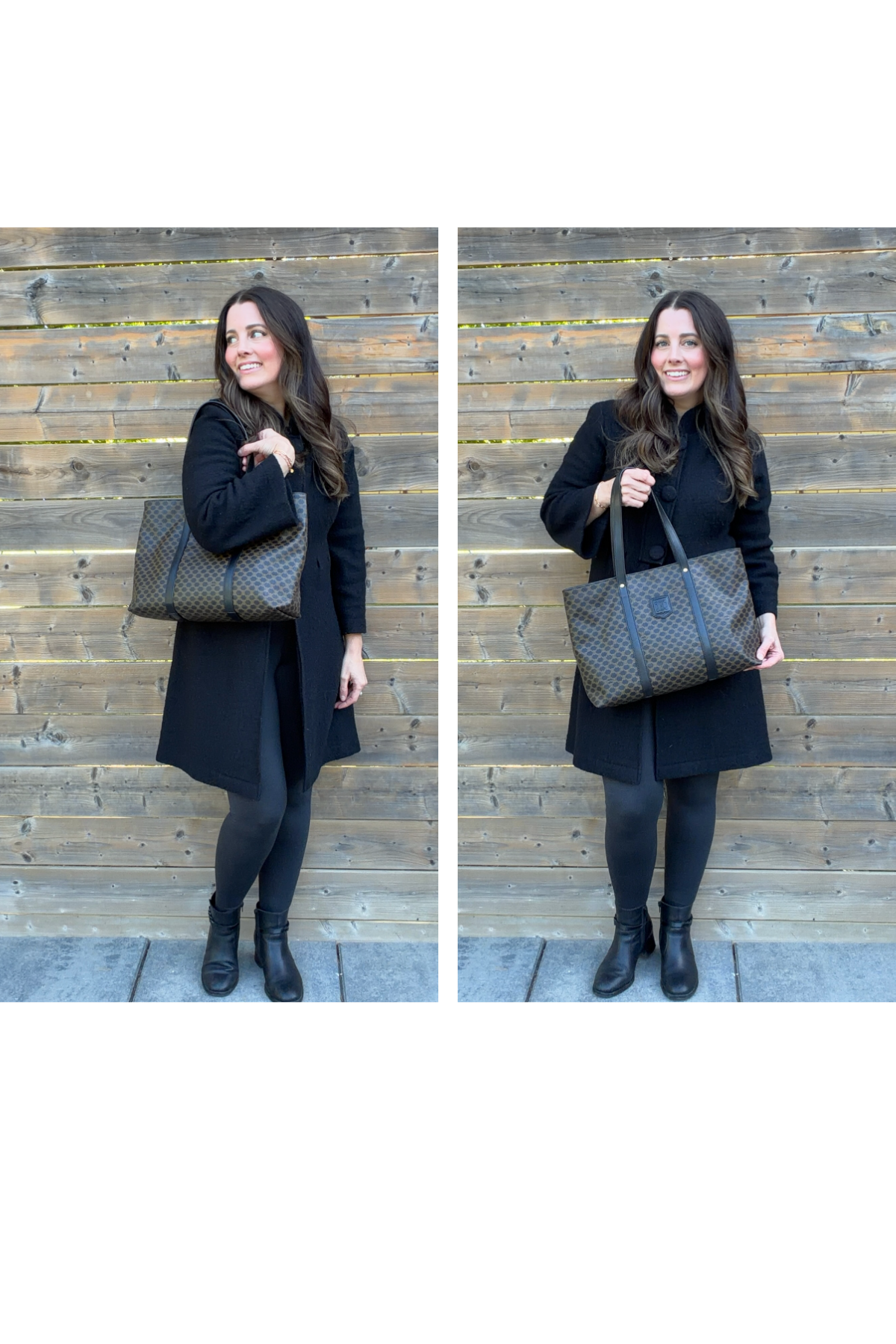 Celine Coated Canvas Black Macadam Vintage Shoulder Tote (1998)