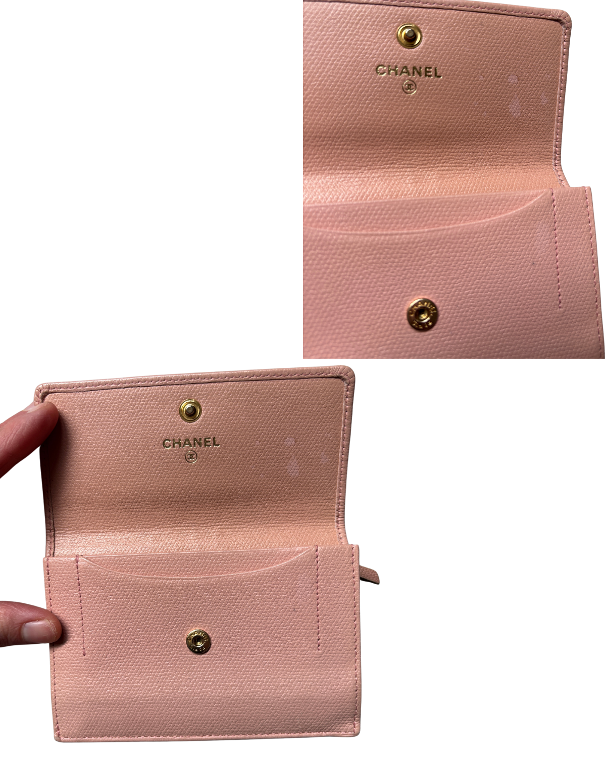 Chanel CC Button Flap Wallet in Pink Caviar (early 2000's)