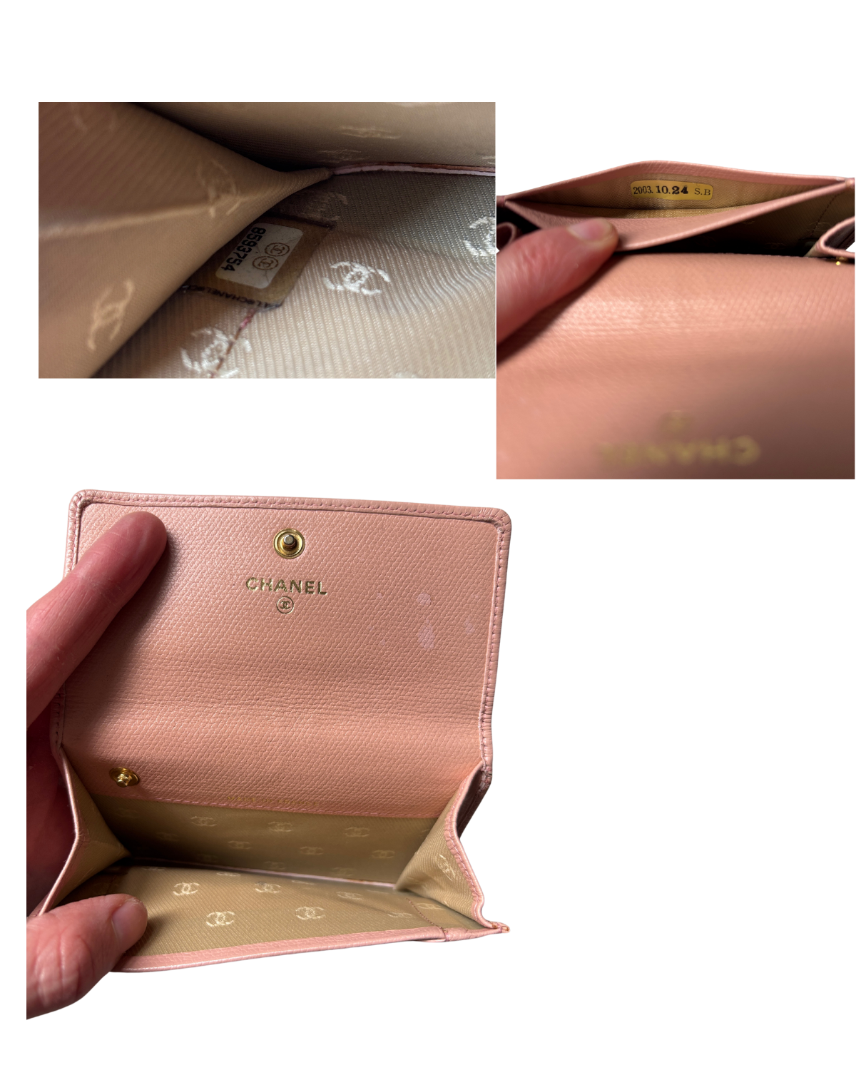 Chanel CC Button Flap Wallet in Pink Caviar (early 2000's)