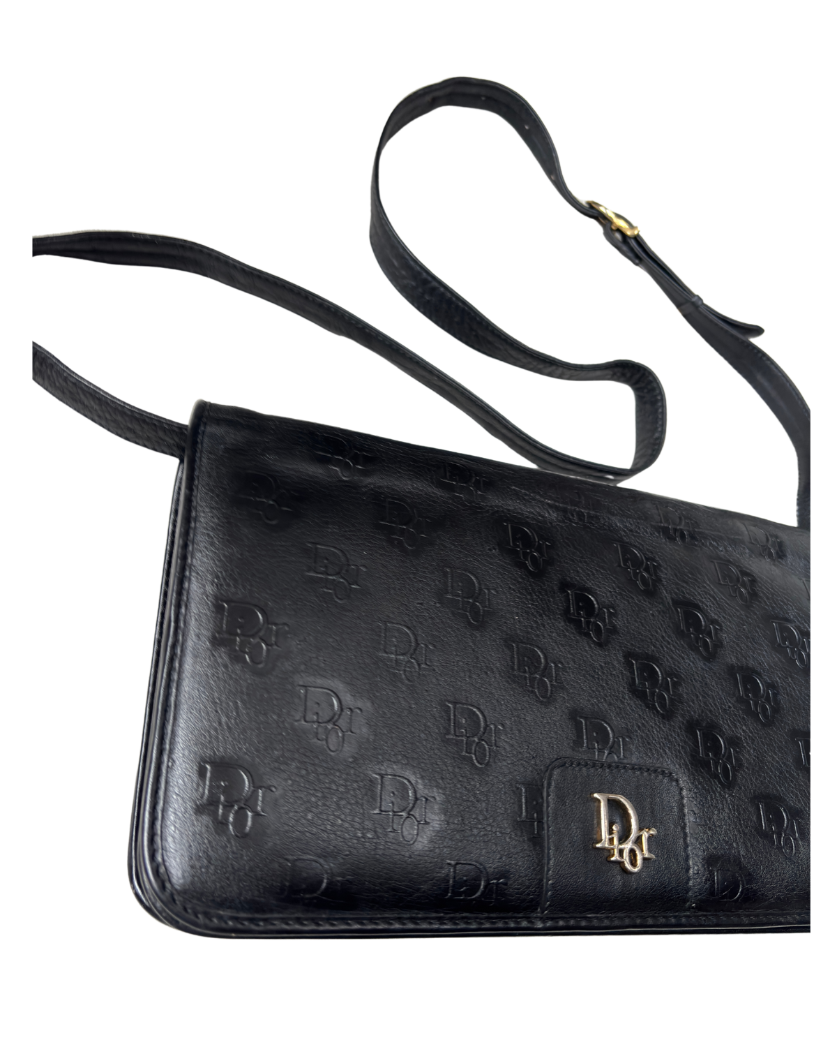 Dior (RARE) Leather Embossed Dior Clutch / Shoulder Bag