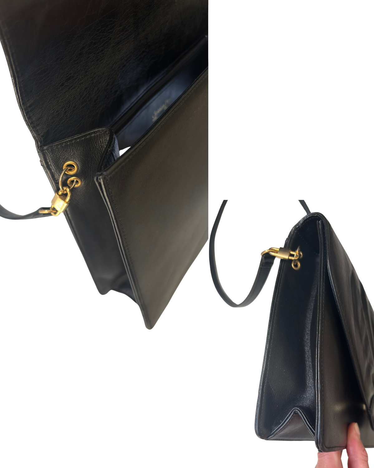 Vintage Dior Pleated Black Leather Shoulder Bag