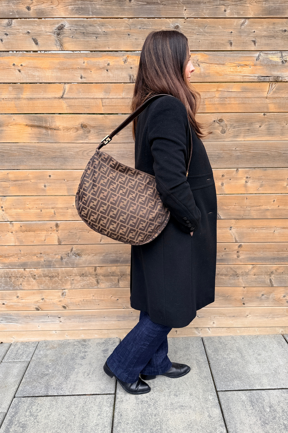 Fendi Vintage Zucca Canvas Hobo Shoulder Bag