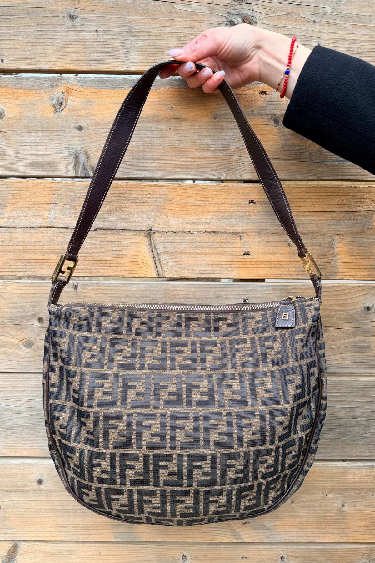 Fendi Vintage Zucca Canvas Hobo Shoulder Bag