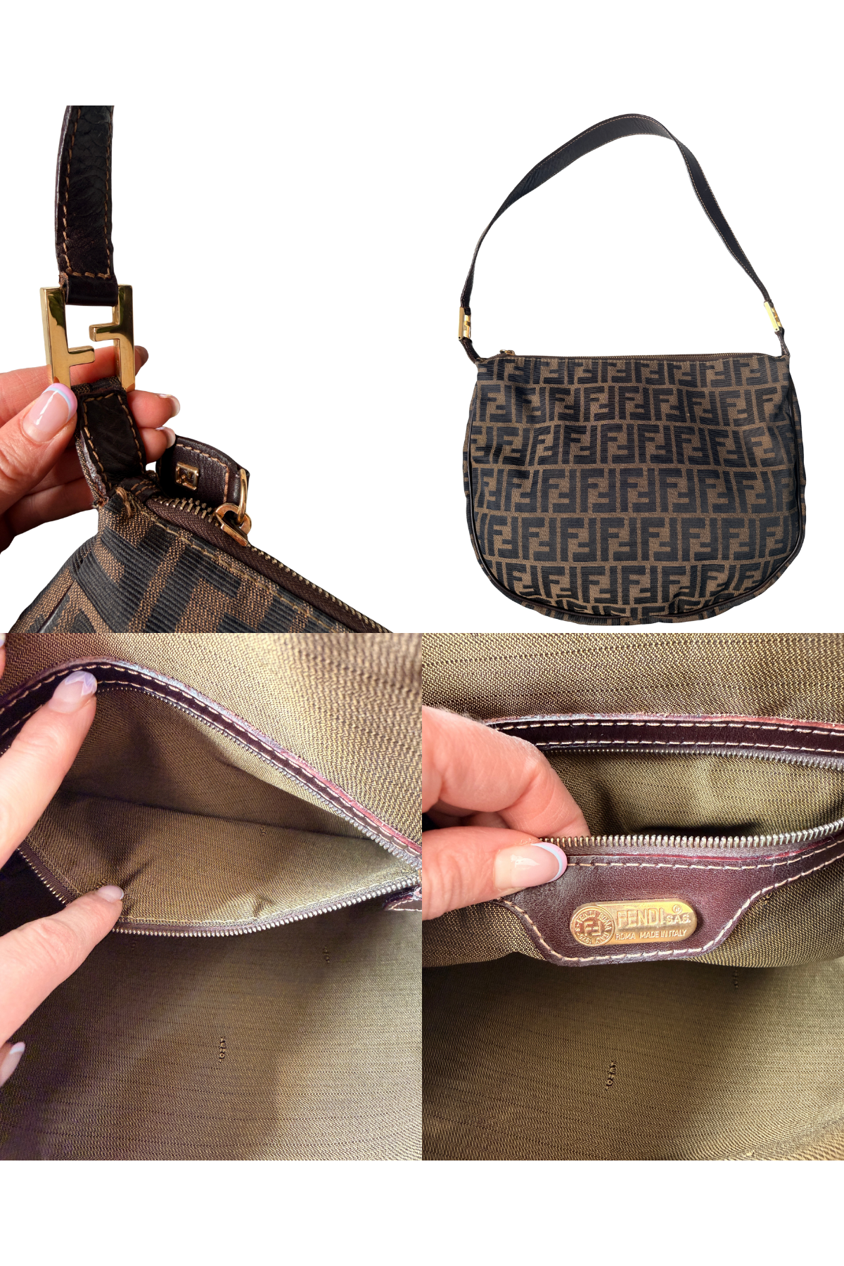 Fendi Vintage Zucca Canvas Hobo Shoulder Bag