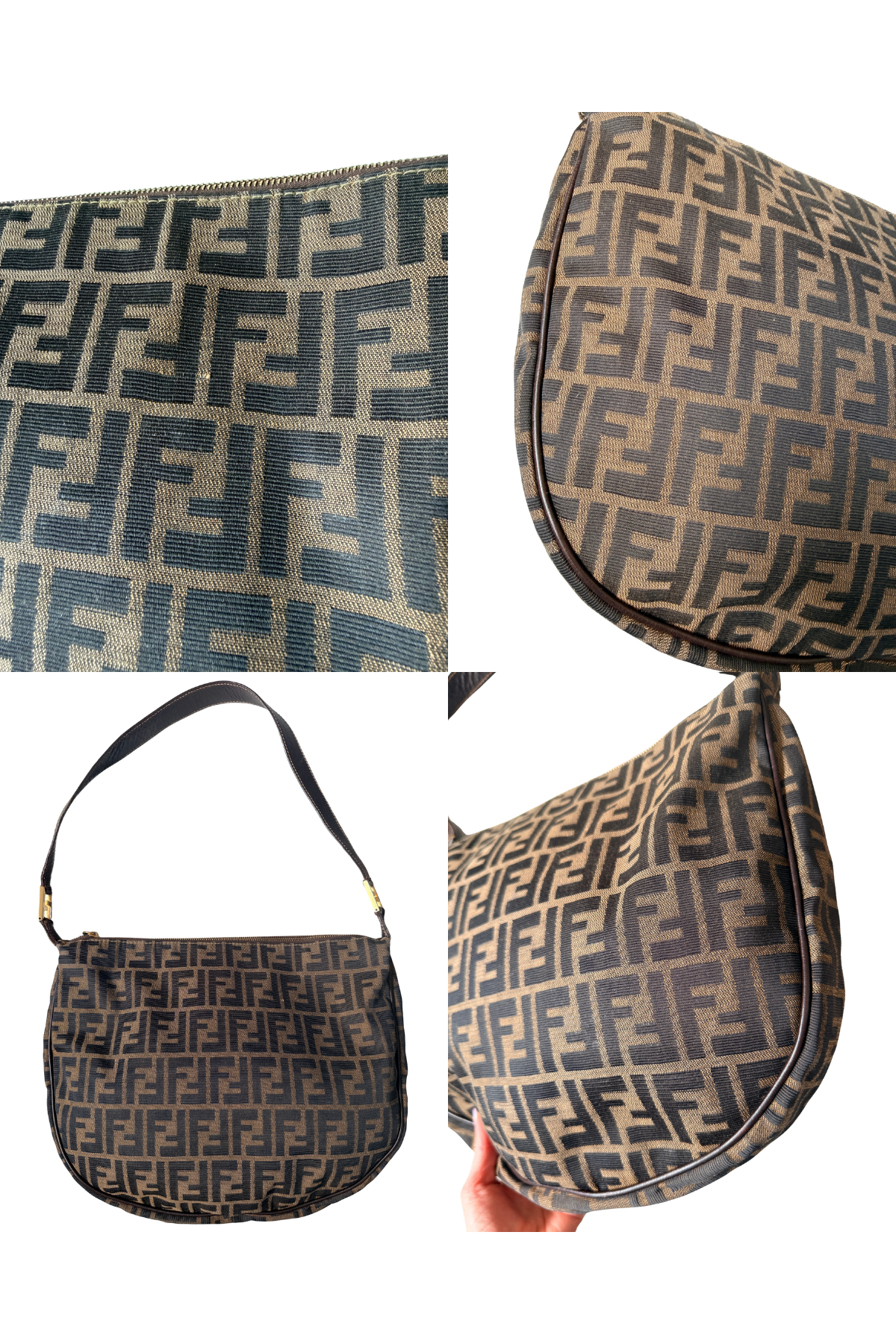 Fendi Vintage Zucca Canvas Hobo Shoulder Bag