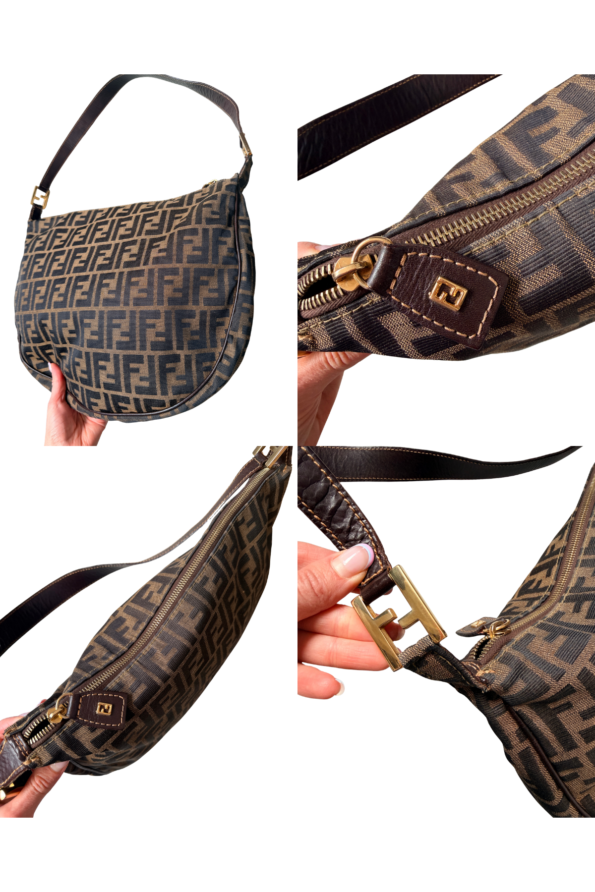 Fendi Vintage Zucca Canvas Hobo Shoulder Bag