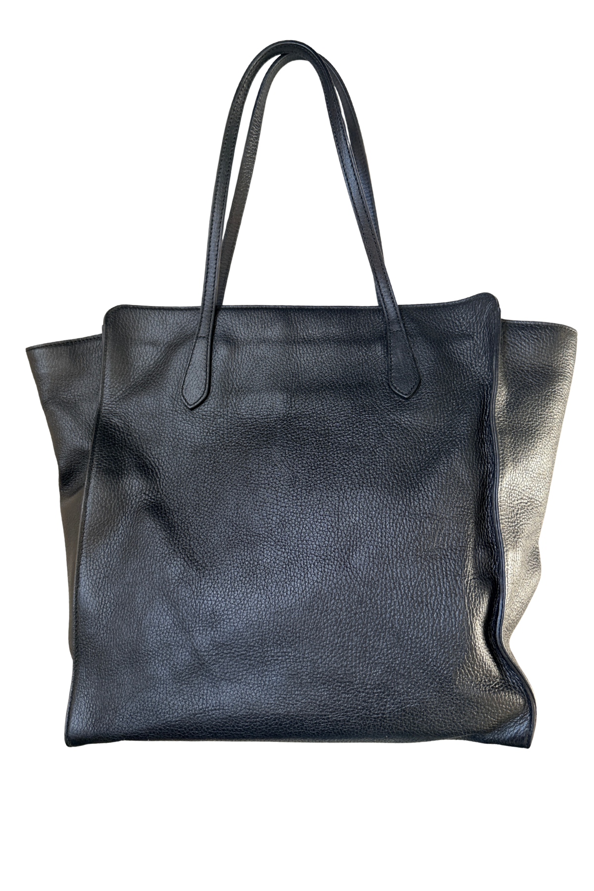 GUCCI Black Pebbled Leather Interlocking GG Tote