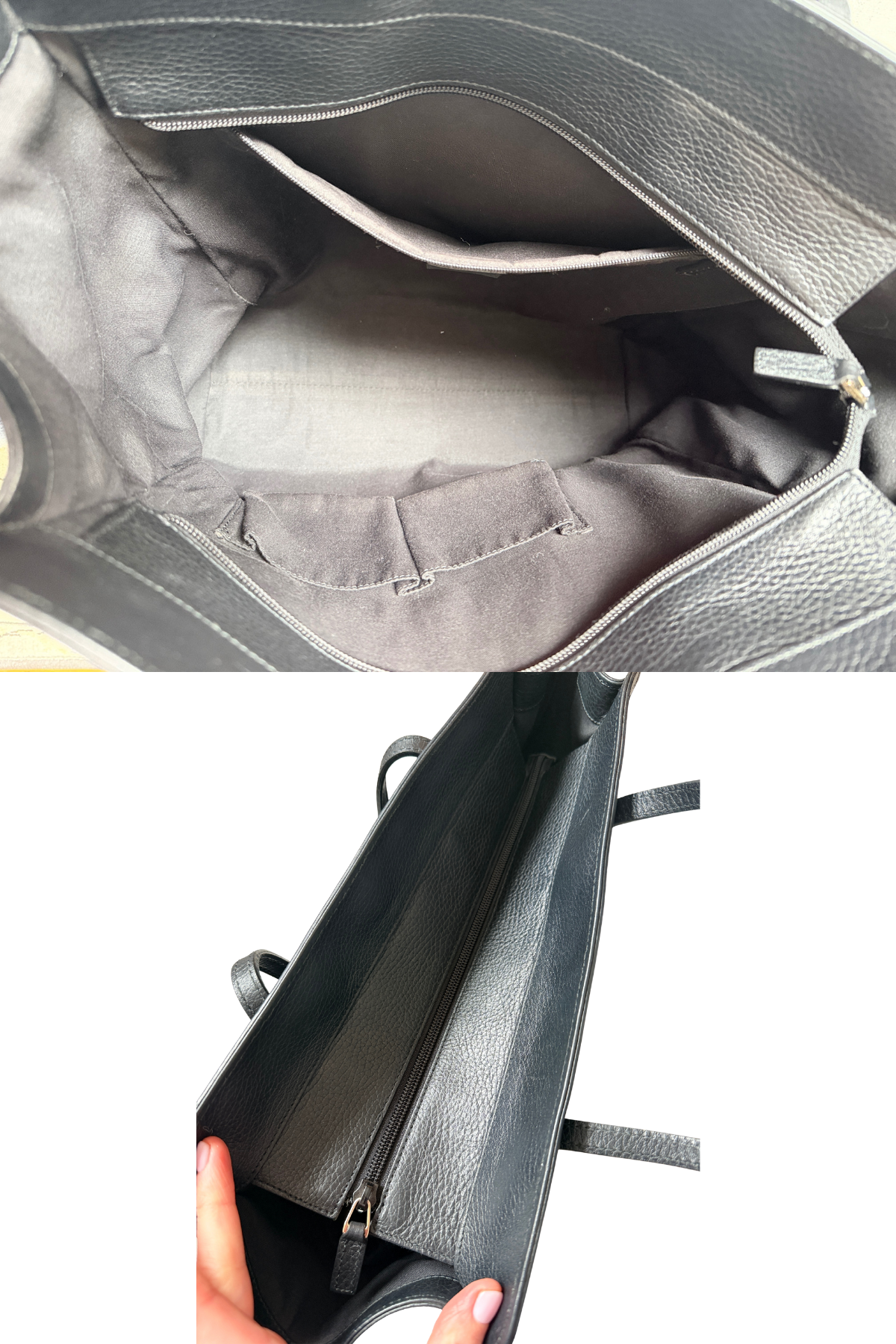 GUCCI Black Pebbled Leather Interlocking GG Tote