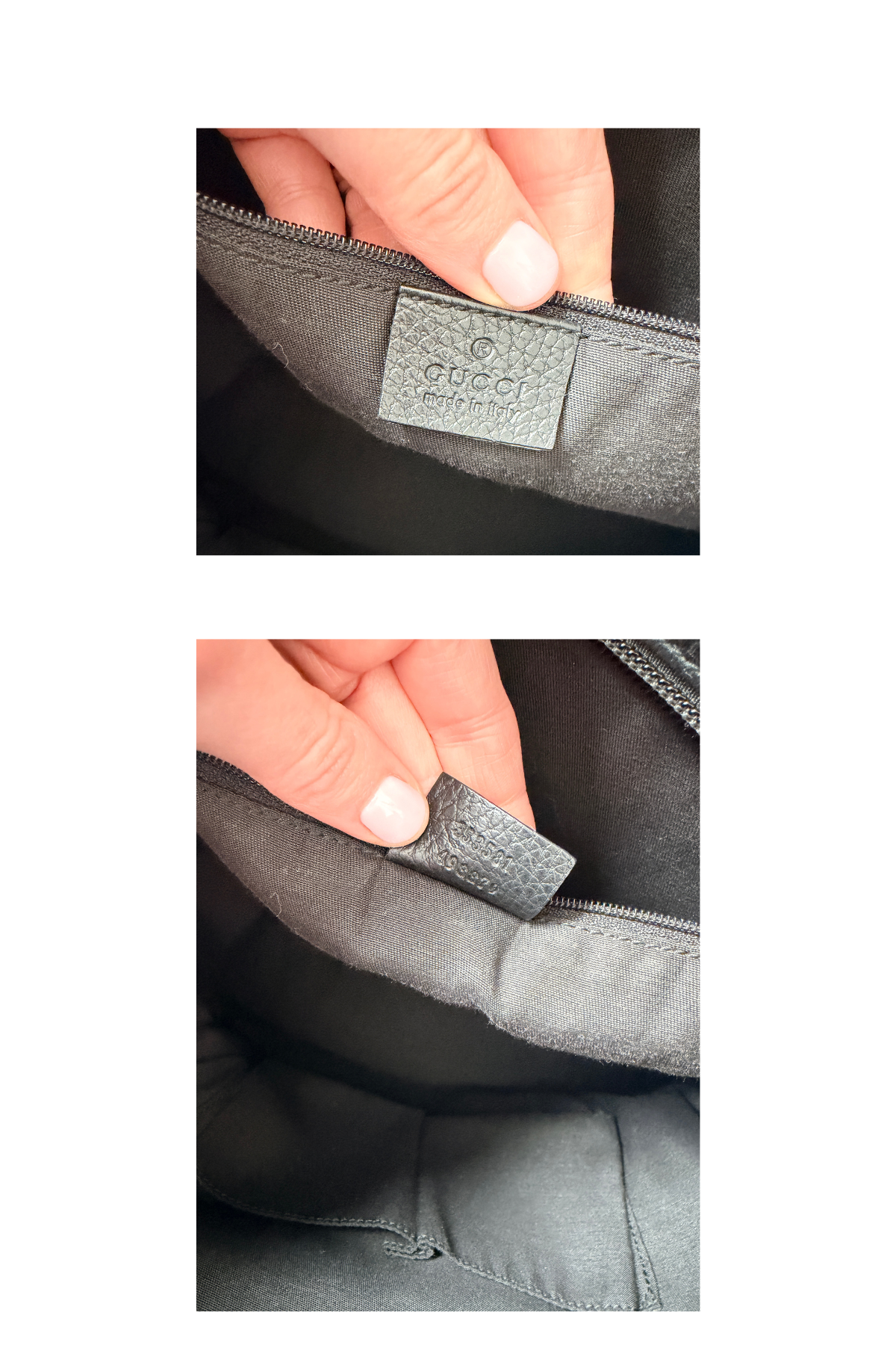 GUCCI Black Pebbled Leather Interlocking GG Tote