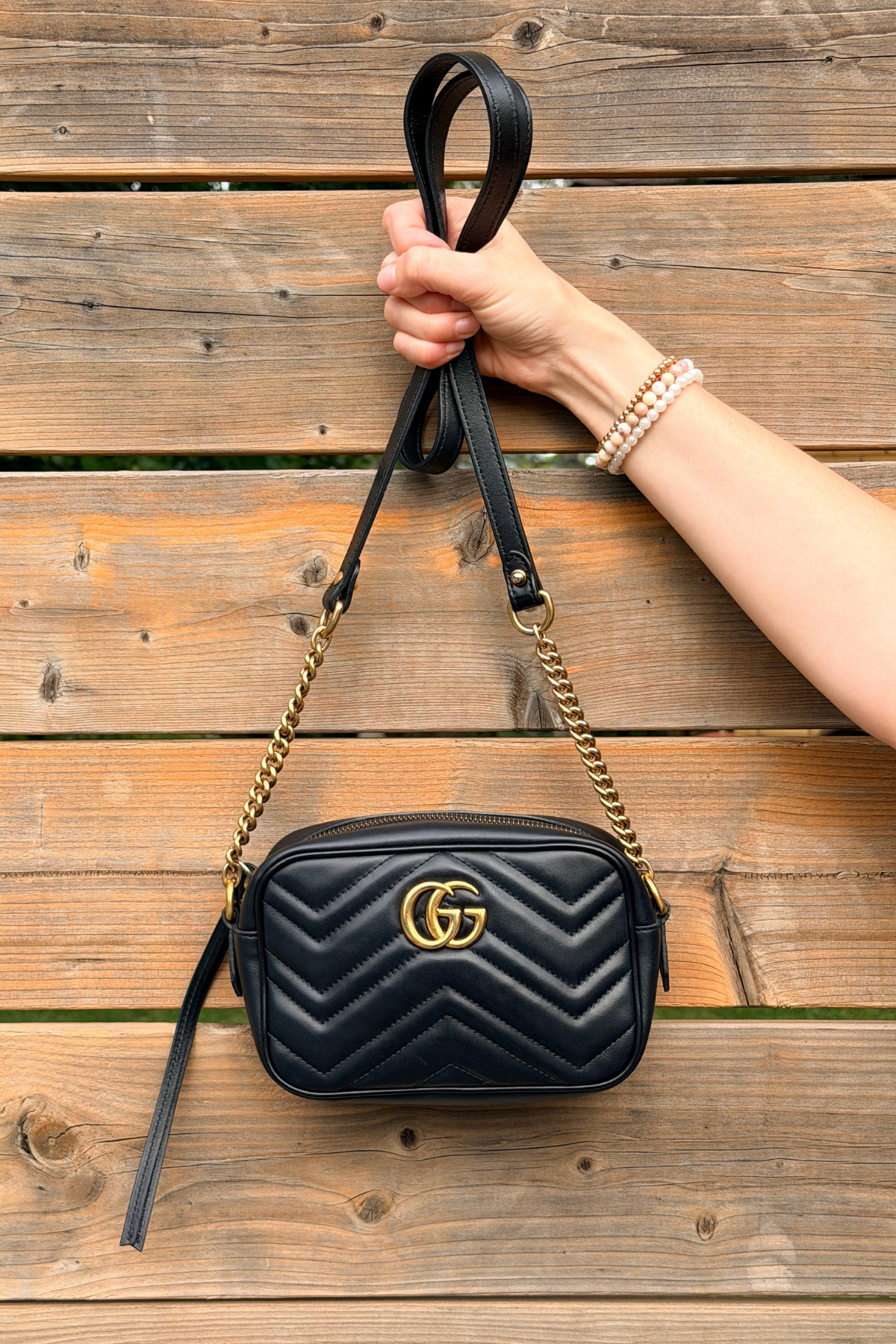 Gucci GG Marmont Mini Camera Bag Black Matelassé Leather | Full Set