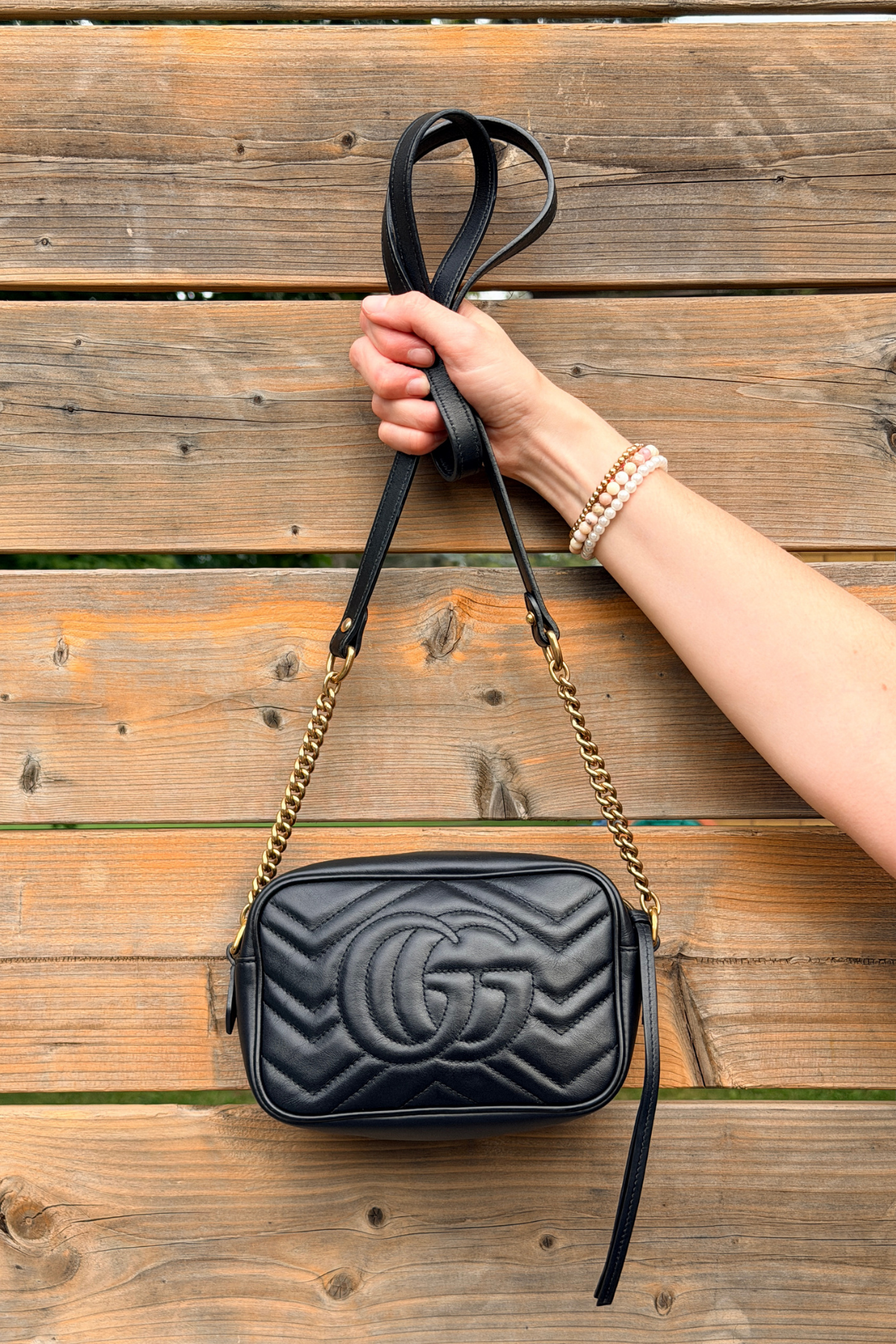 Gucci GG Marmont Mini Camera Bag Black Matelassé Leather | Full Set