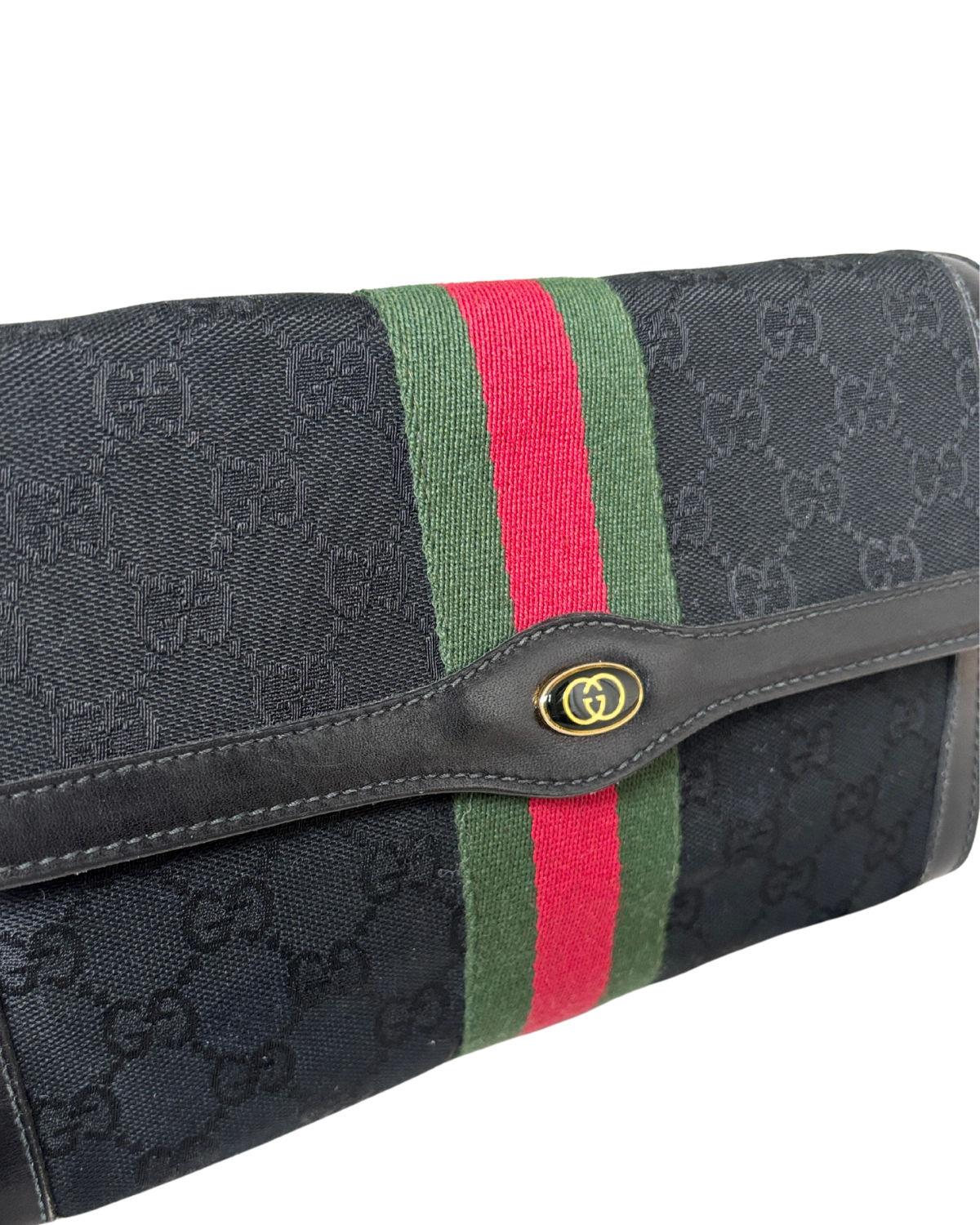 GUCCI Black Canvas Sherry Line 2 Way Bag