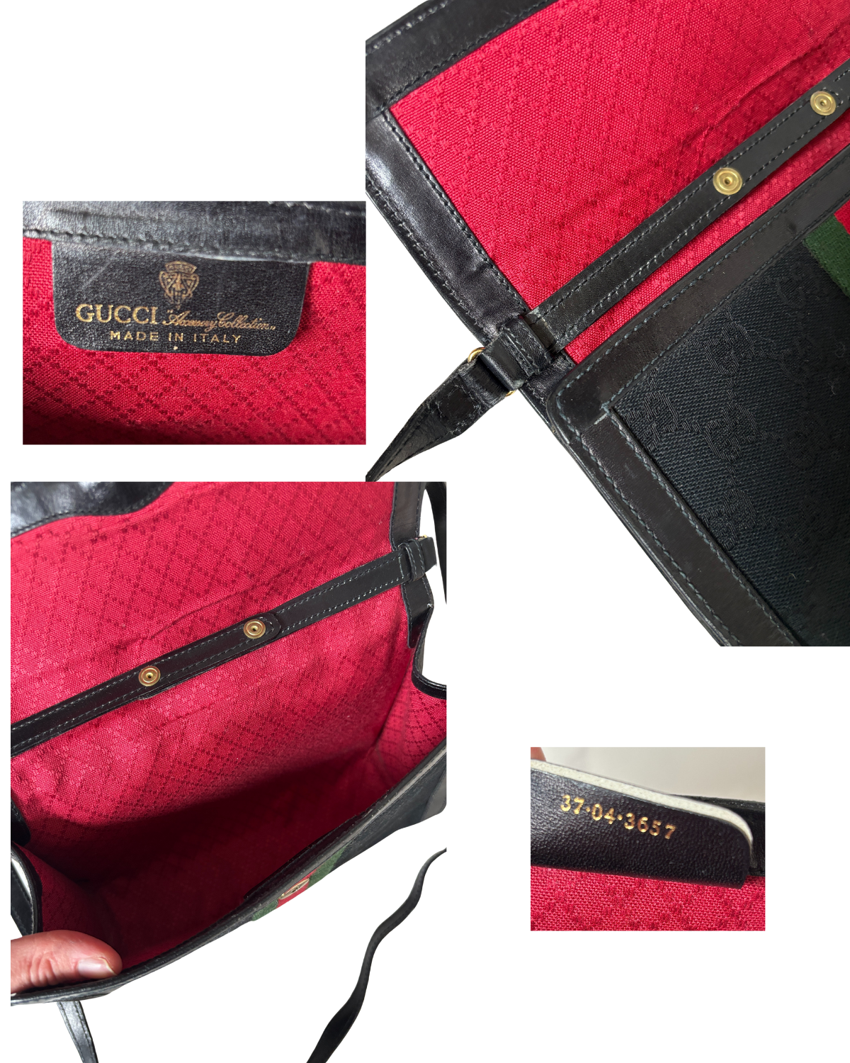 GUCCI Black Canvas Sherry Line 2 Way Bag