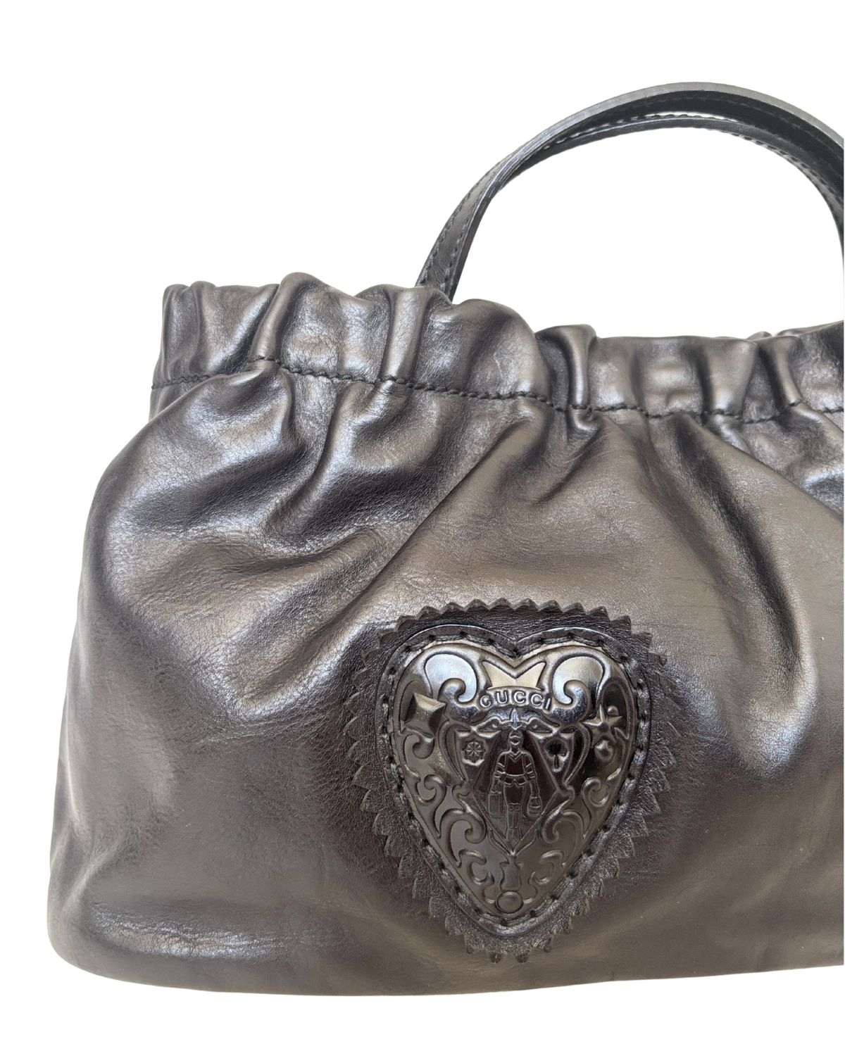 GUCCI Black Leather Heart 2 Way Bag