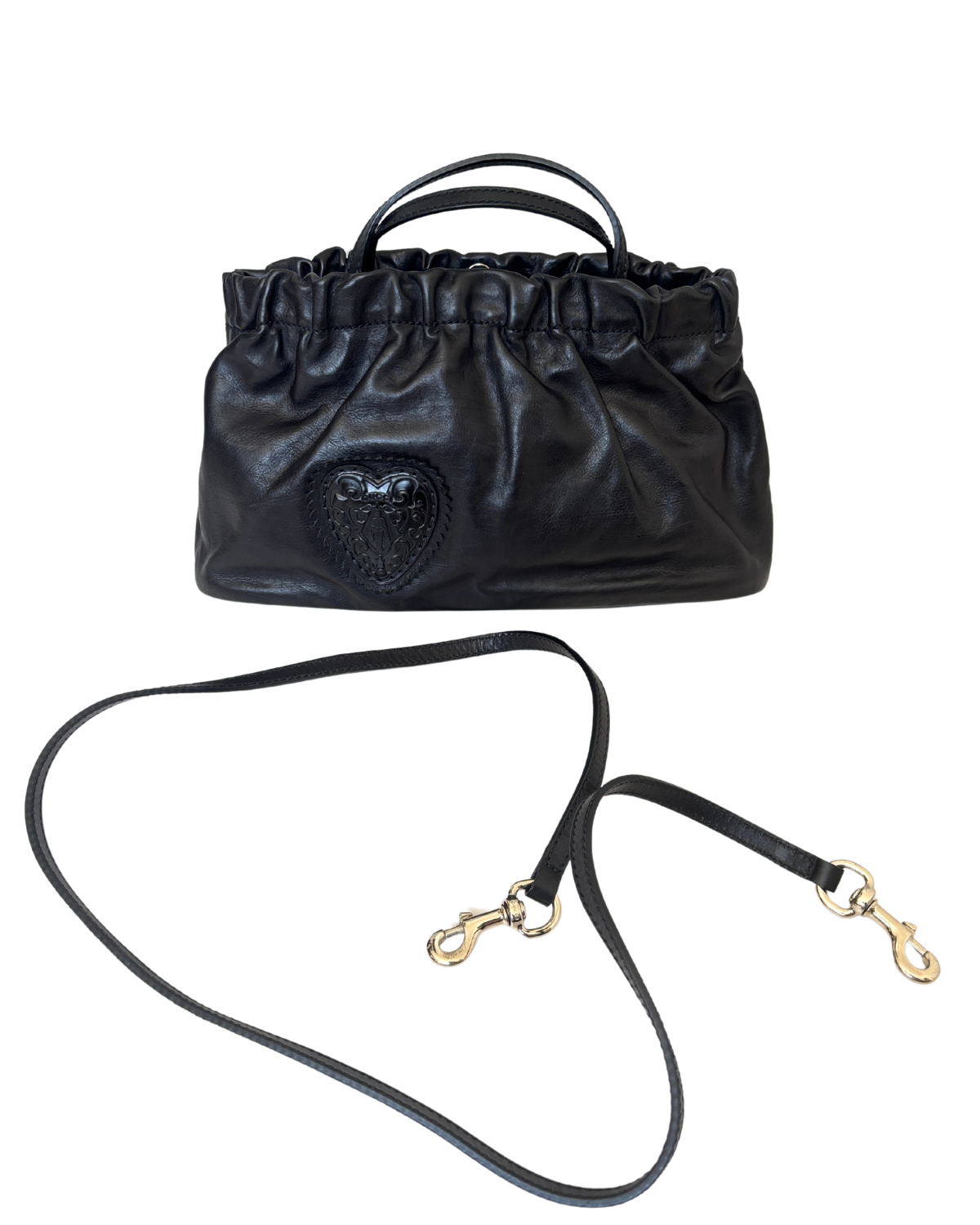GUCCI Black Leather Heart 2 Way Bag