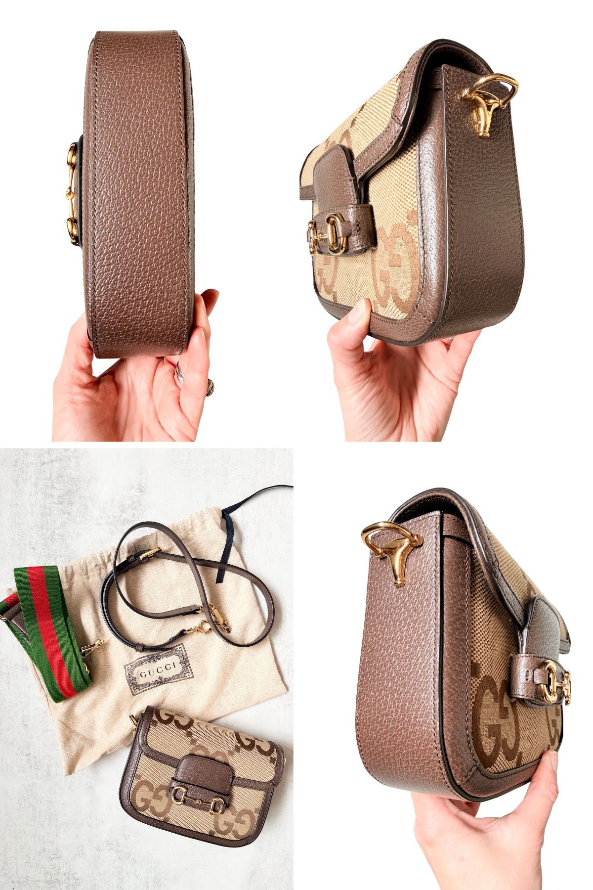 Gucci Monogram Jumbo GG mini Horsebit 1955 Crossbody ( 2 Straps)