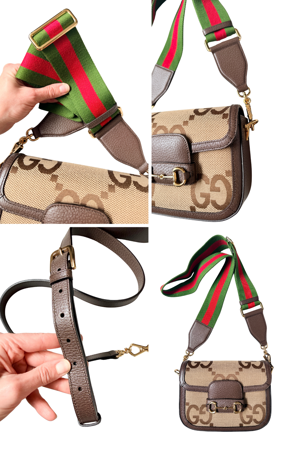 Gucci Monogram Jumbo GG mini Horsebit 1955 Crossbody ( 2 Straps)