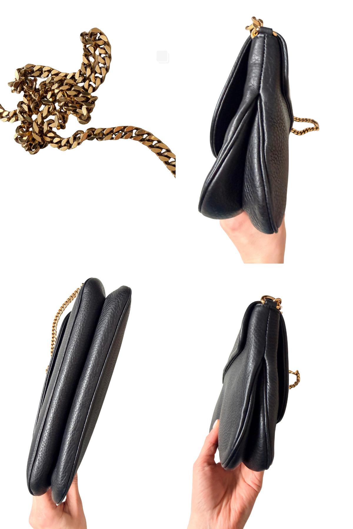 Gucci 1973 Medium Black Grained Leather 2in1 Bag