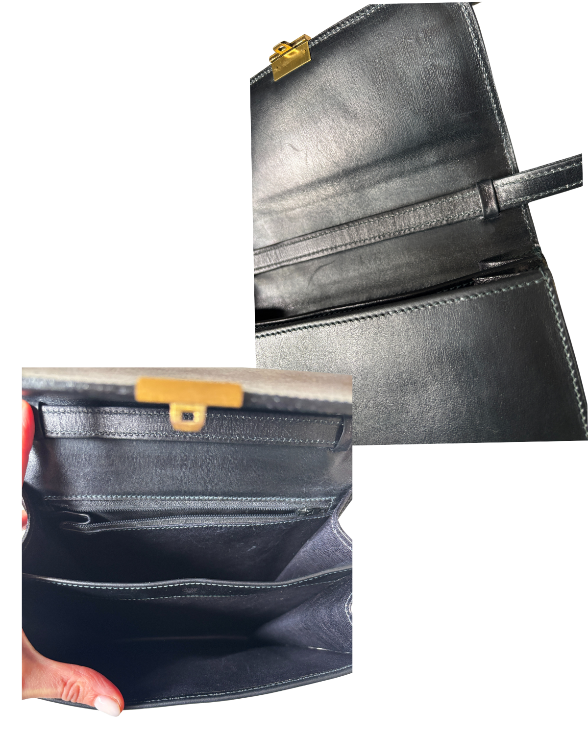 1970 GUCCI Black Leather Padlock Flap Messenger Bag