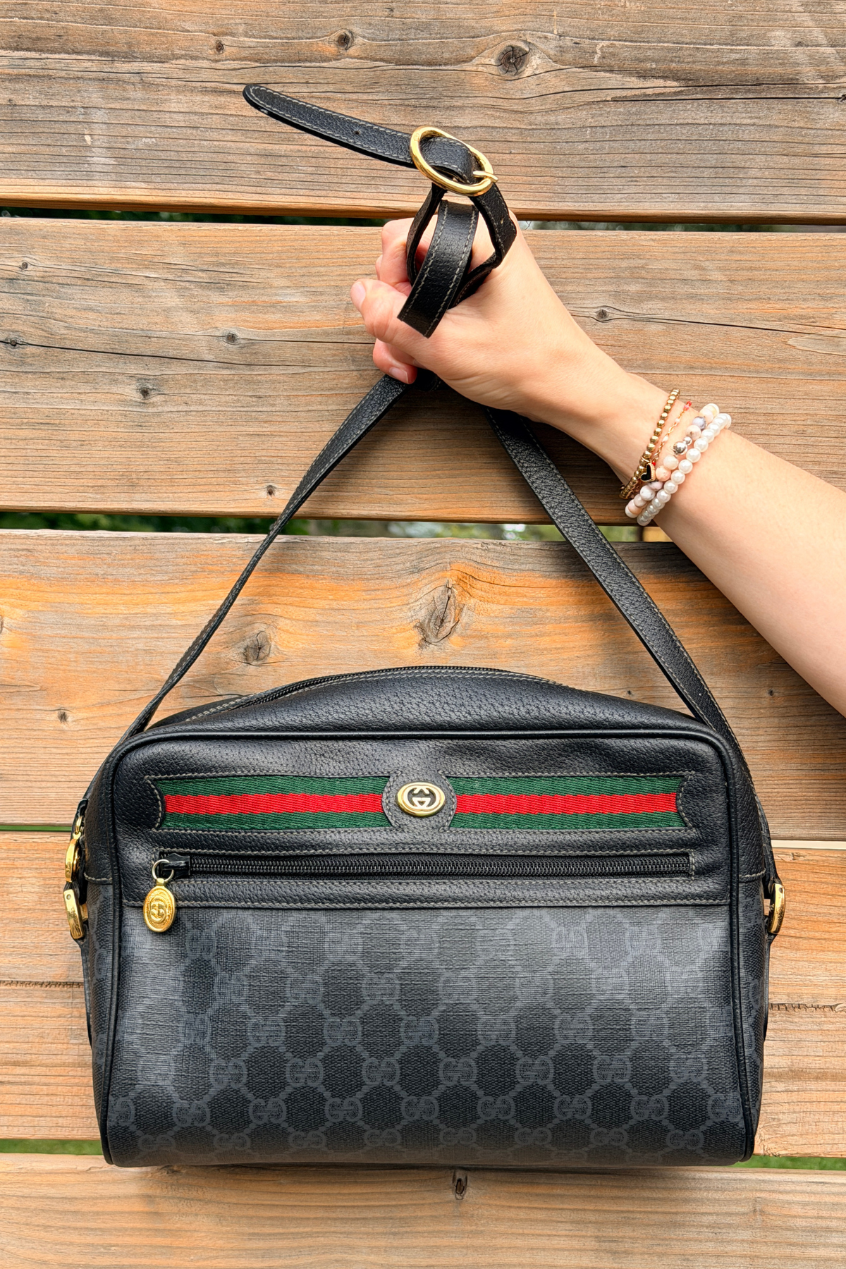 Vintage Gucci Accessory Collection Black GG Supreme Web Shoulder Bag (1980s)