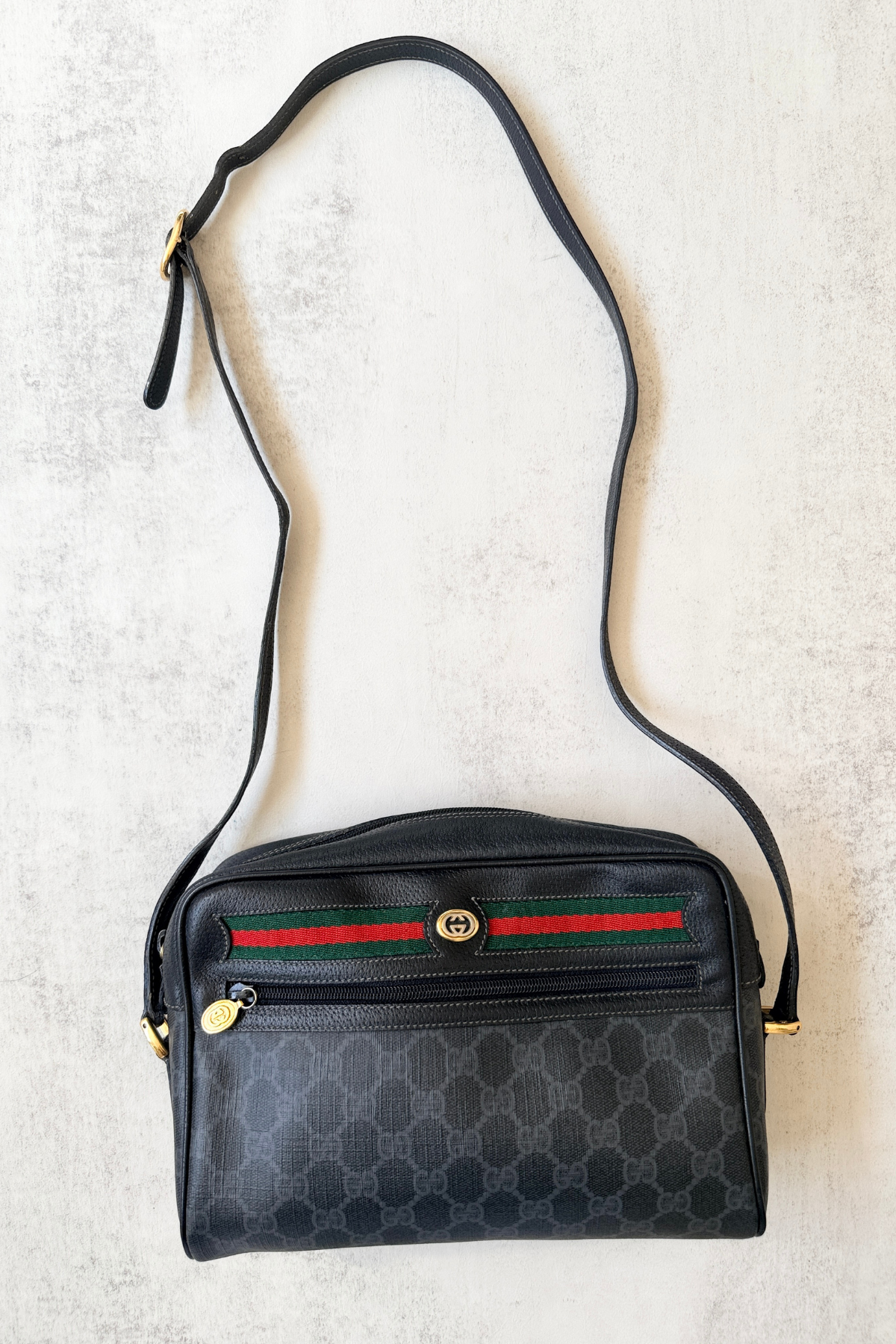Vintage Gucci Accessory Collection Black GG Supreme Web Shoulder Bag (1980s)