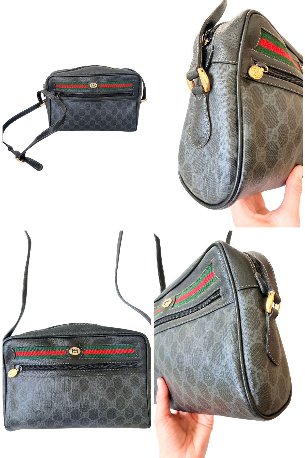 Vintage Gucci Accessory Collection Black GG Supreme Web Shoulder Bag (1980s)