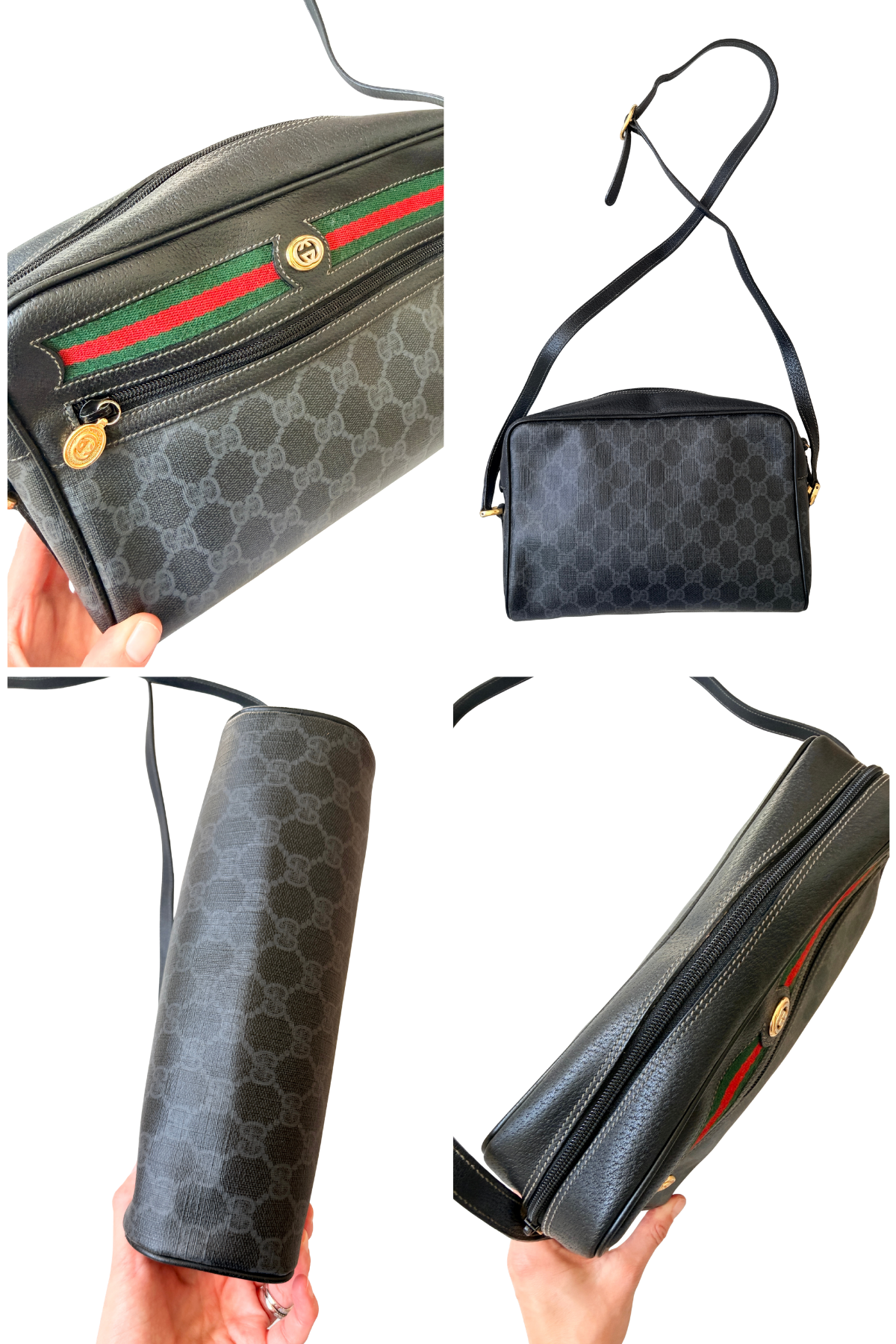 Vintage Gucci Accessory Collection Black GG Supreme Web Shoulder Bag (1980s)