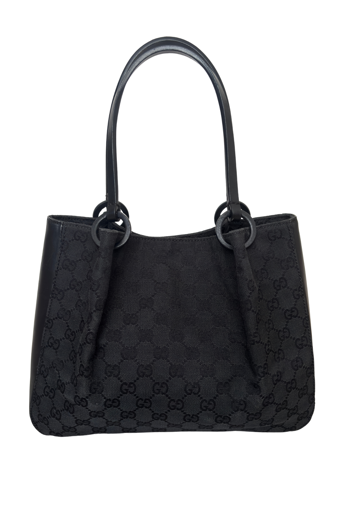 Gucci Black GG Fabric & Leather Tote with Pouch (2000's)