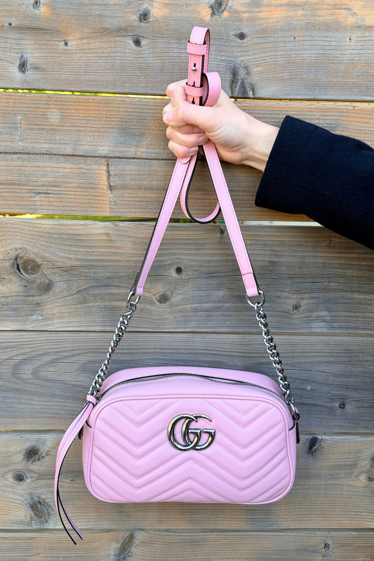 Gucci GG Marmont Pink Matelassé Leather Camera Bag