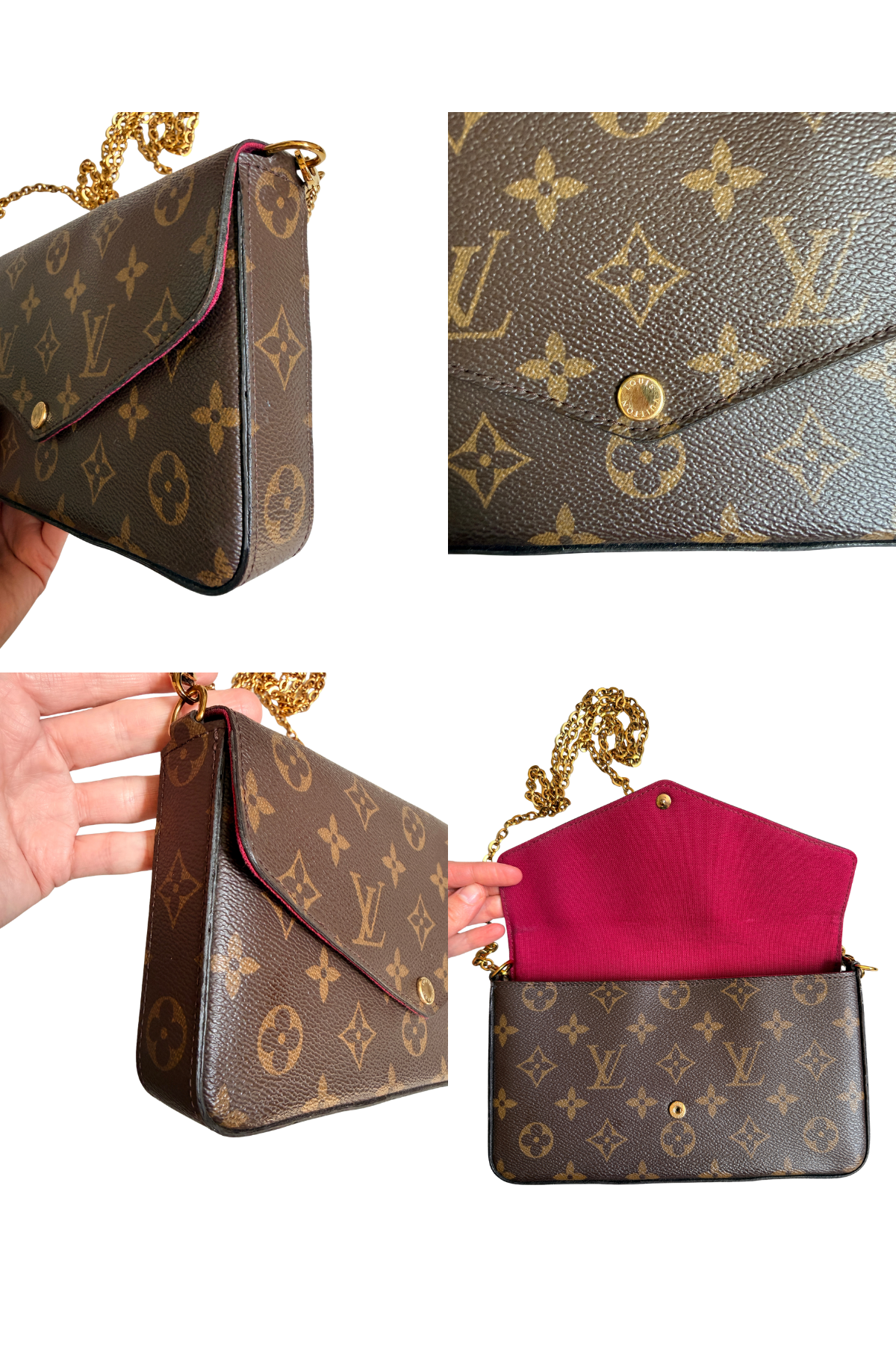Louis Vuitton Pochette Félicie Monogram Fuchsia | Full Set | 2016