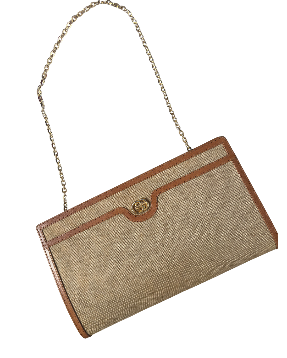 Gucci RARE Vintage Brown Canvas Clutch 2-Way Bag