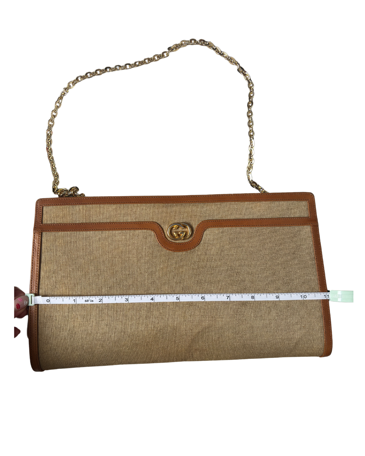 Gucci RARE Vintage Brown Canvas Clutch 2-Way Bag