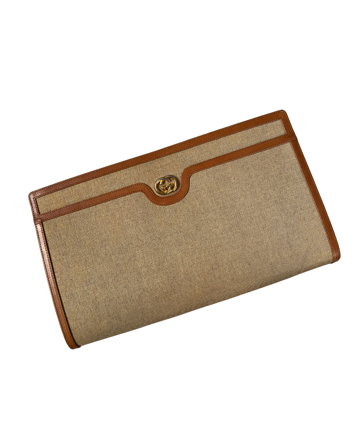 Gucci RARE Vintage Brown Canvas Clutch 2-Way Bag